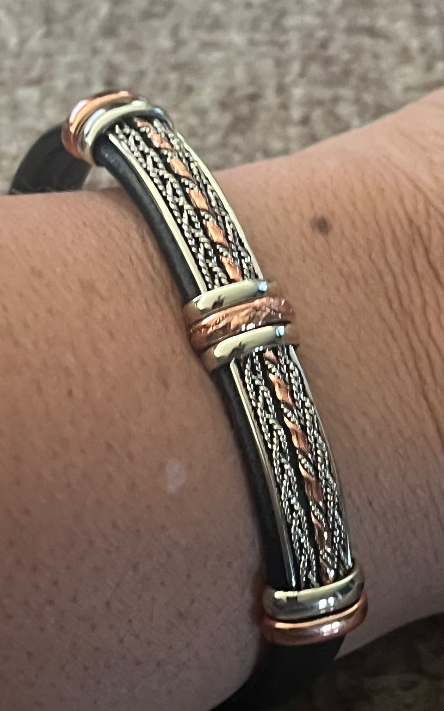 Leather and Copper Bracelet