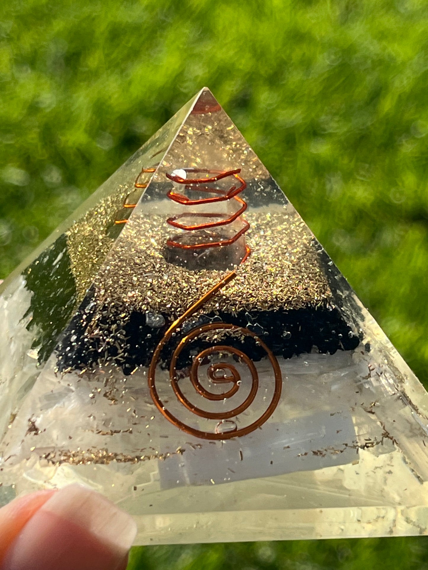 Orgone Pyramid Selenite and Black Tourmaline