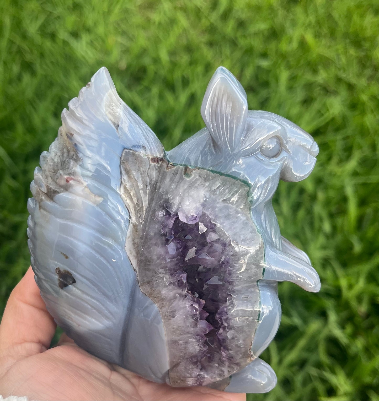 Large Blue and White Agate Squirrel from Brazil