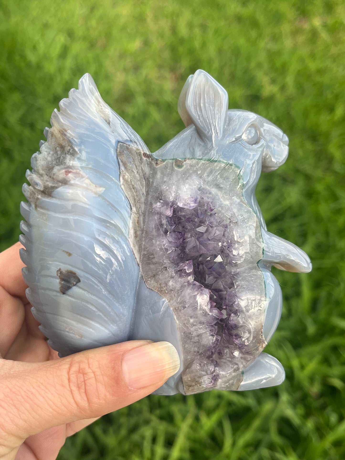 Large Blue and White Agate Squirrel from Brazil