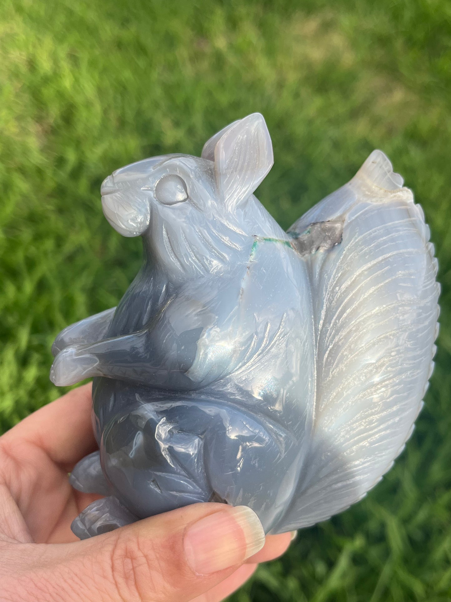 Large Blue and White Agate Squirrel from Brazil