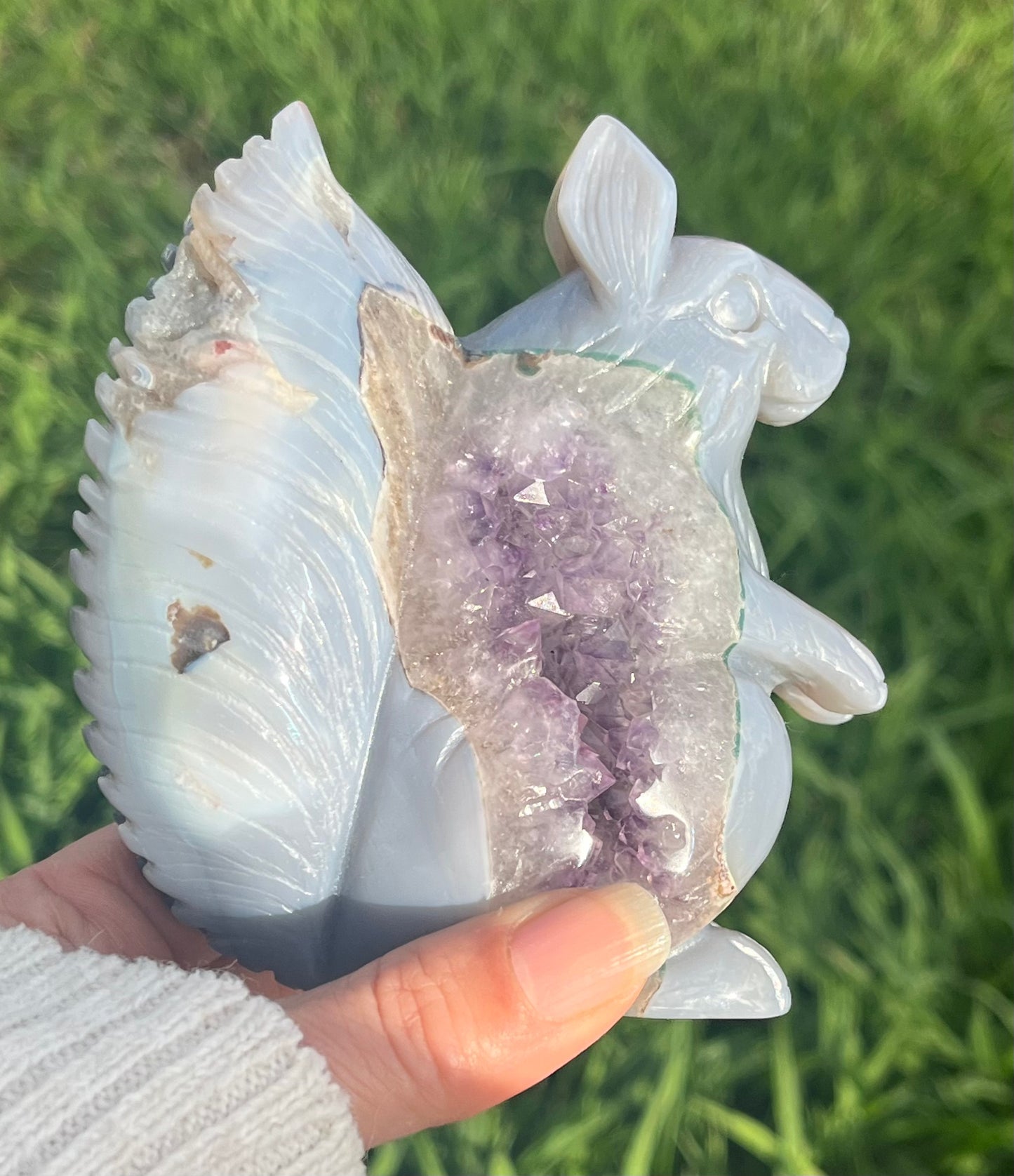 Large Blue and White Agate Squirrel from Brazil