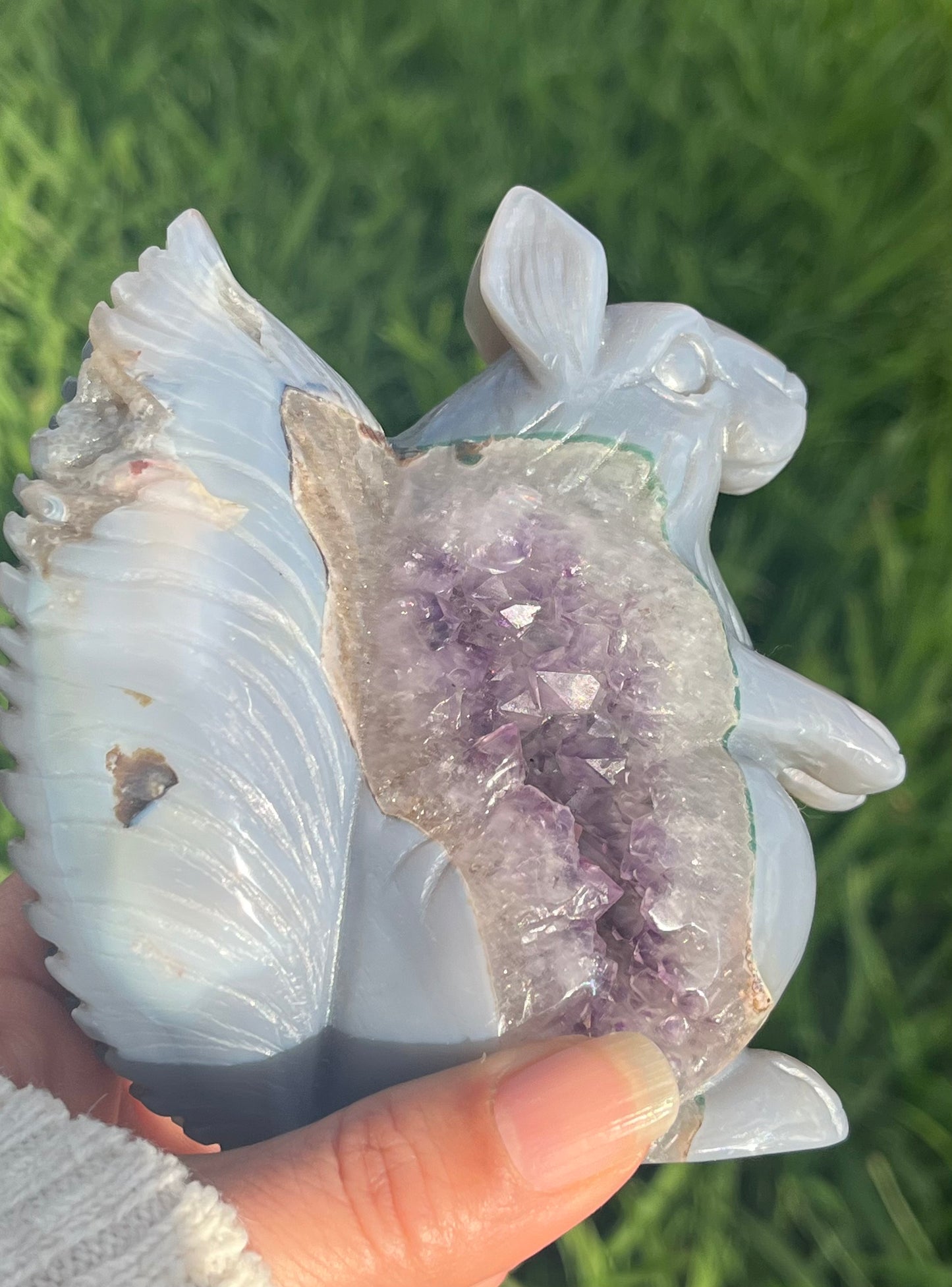 Large Blue and White Agate Squirrel from Brazil