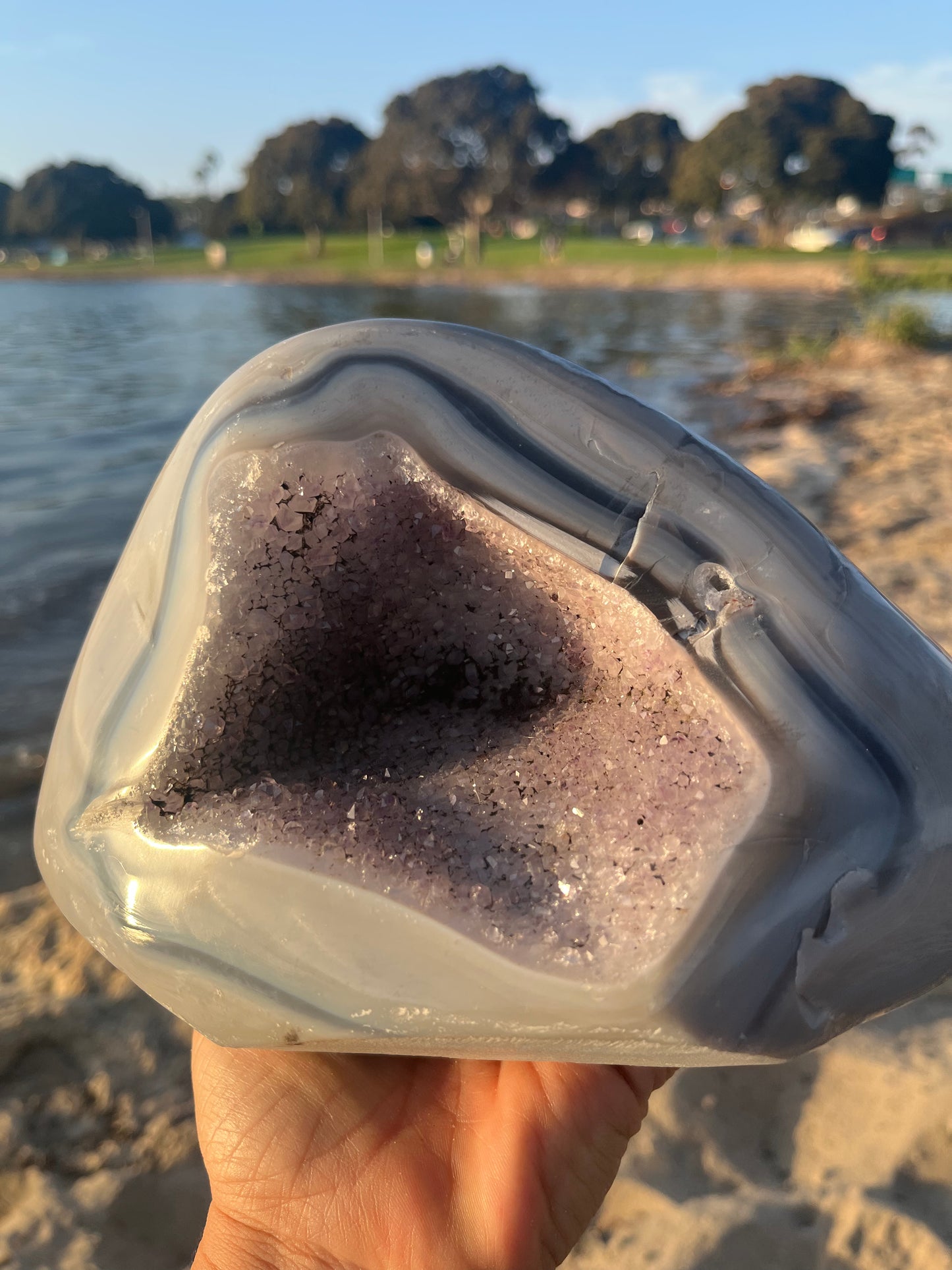 Phenomenal Blue Agate Geode