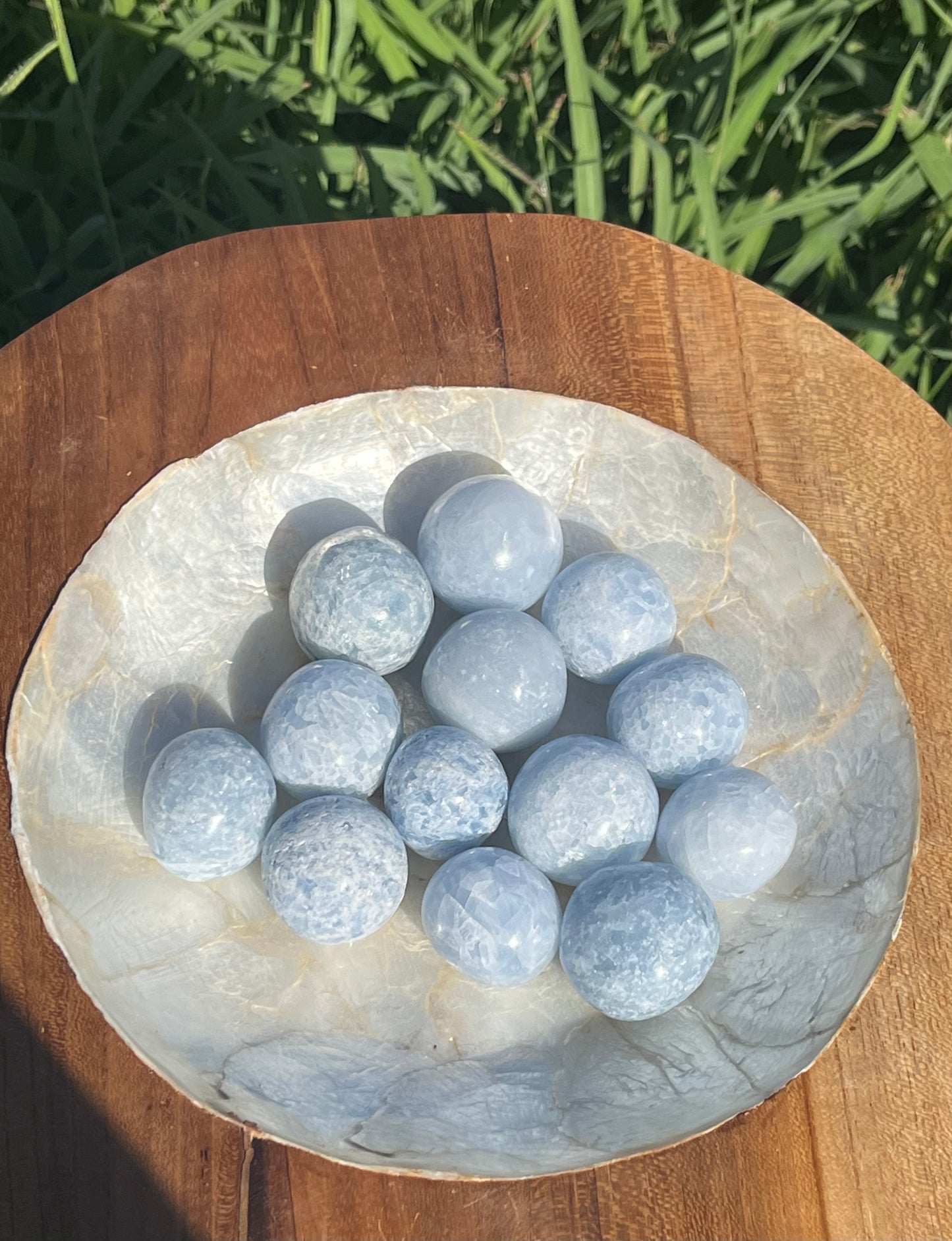 Blue Calcite Tumbled Mini Spheres