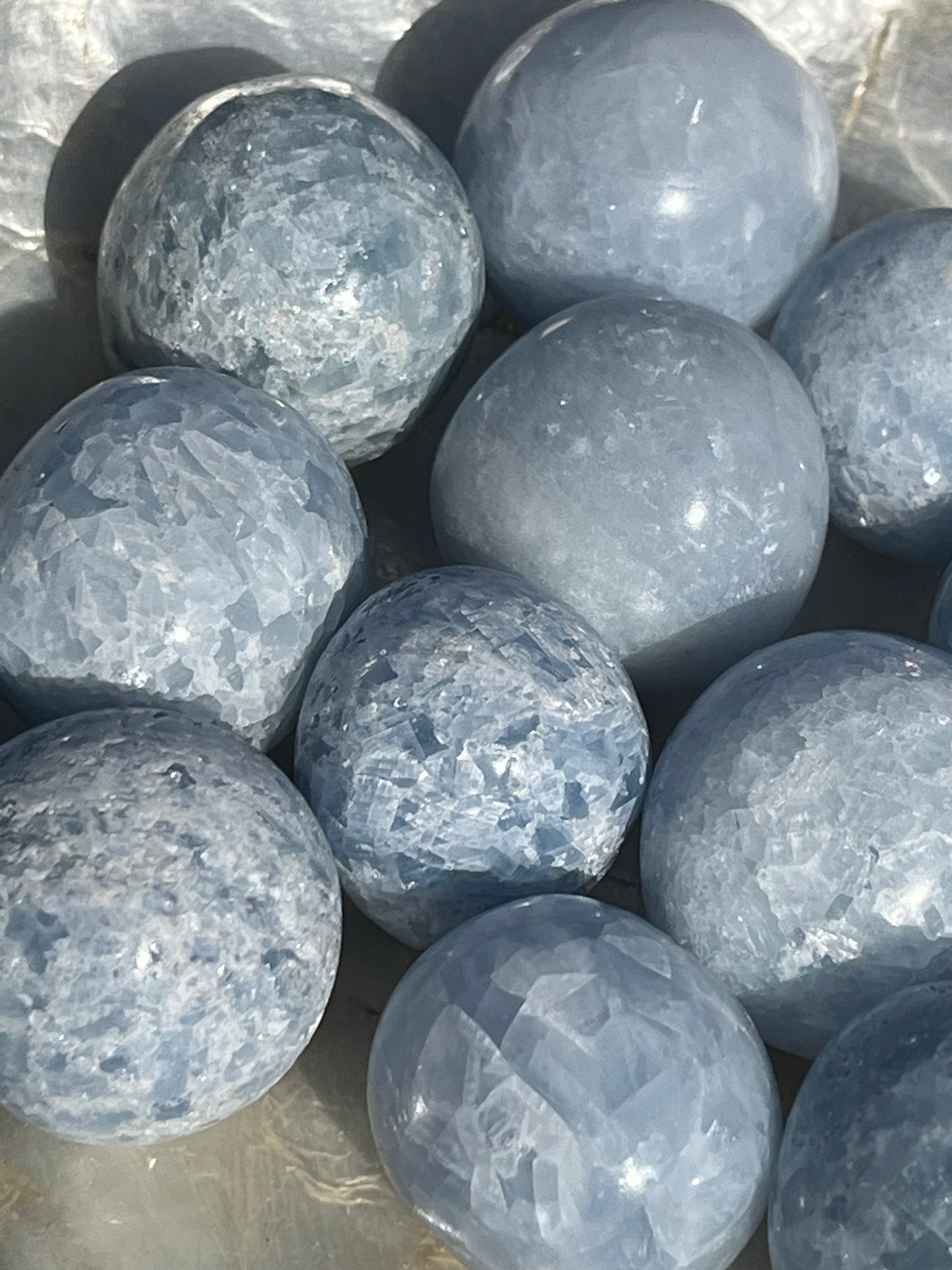 Celestite Tumbled Mini Spheres