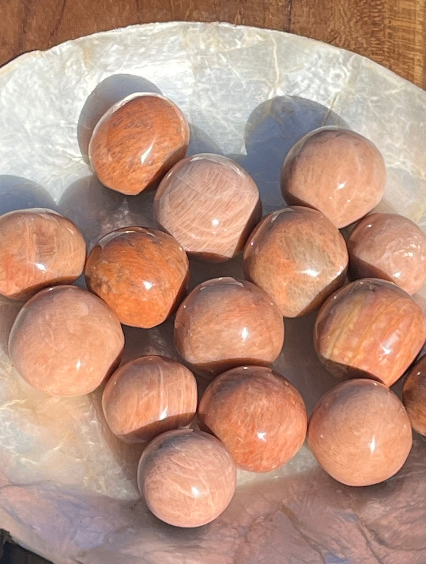 Peach Moonstone Tumbled Mini Spheres