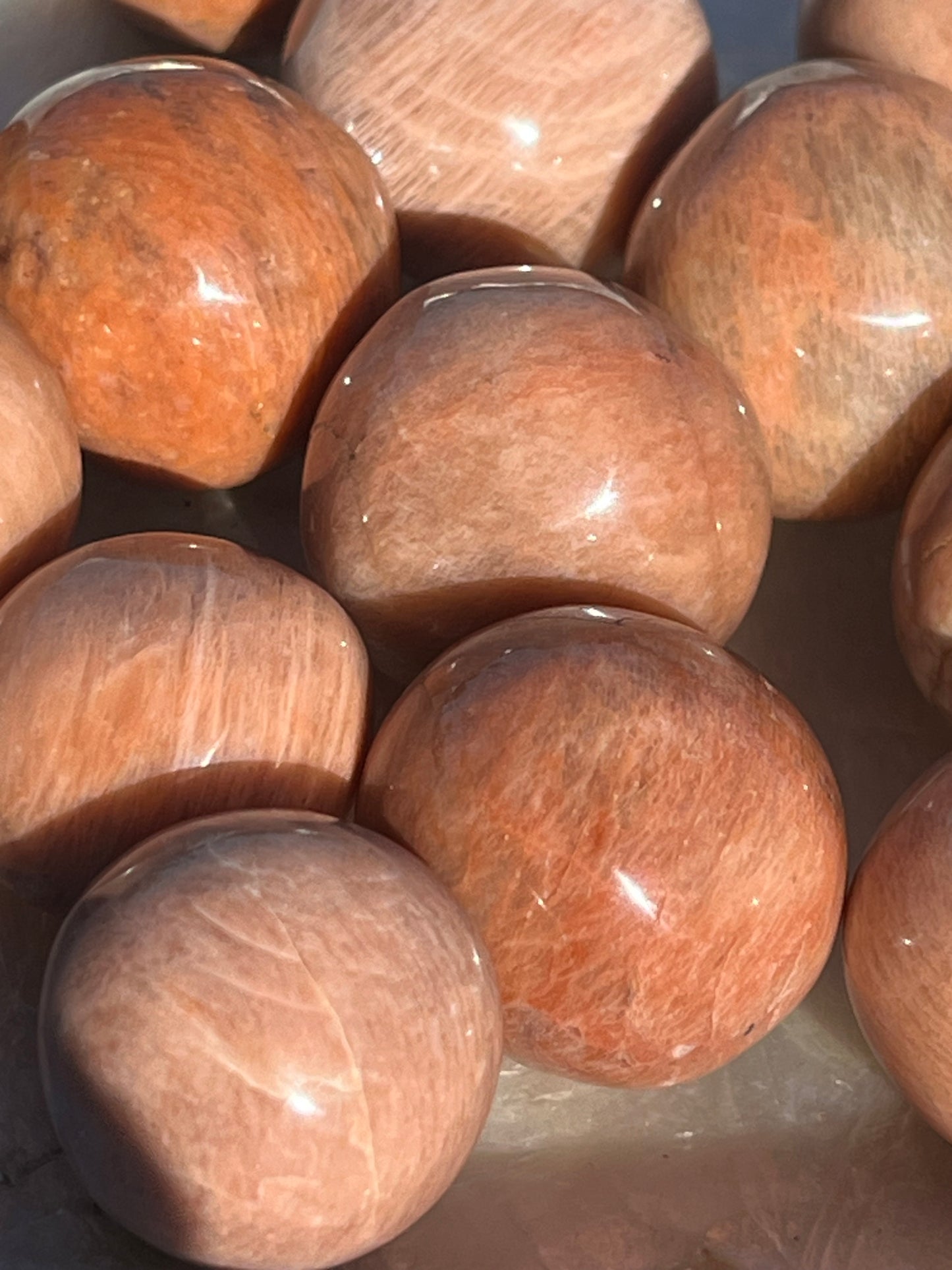 Peach Moonstone Tumbled Mini Spheres