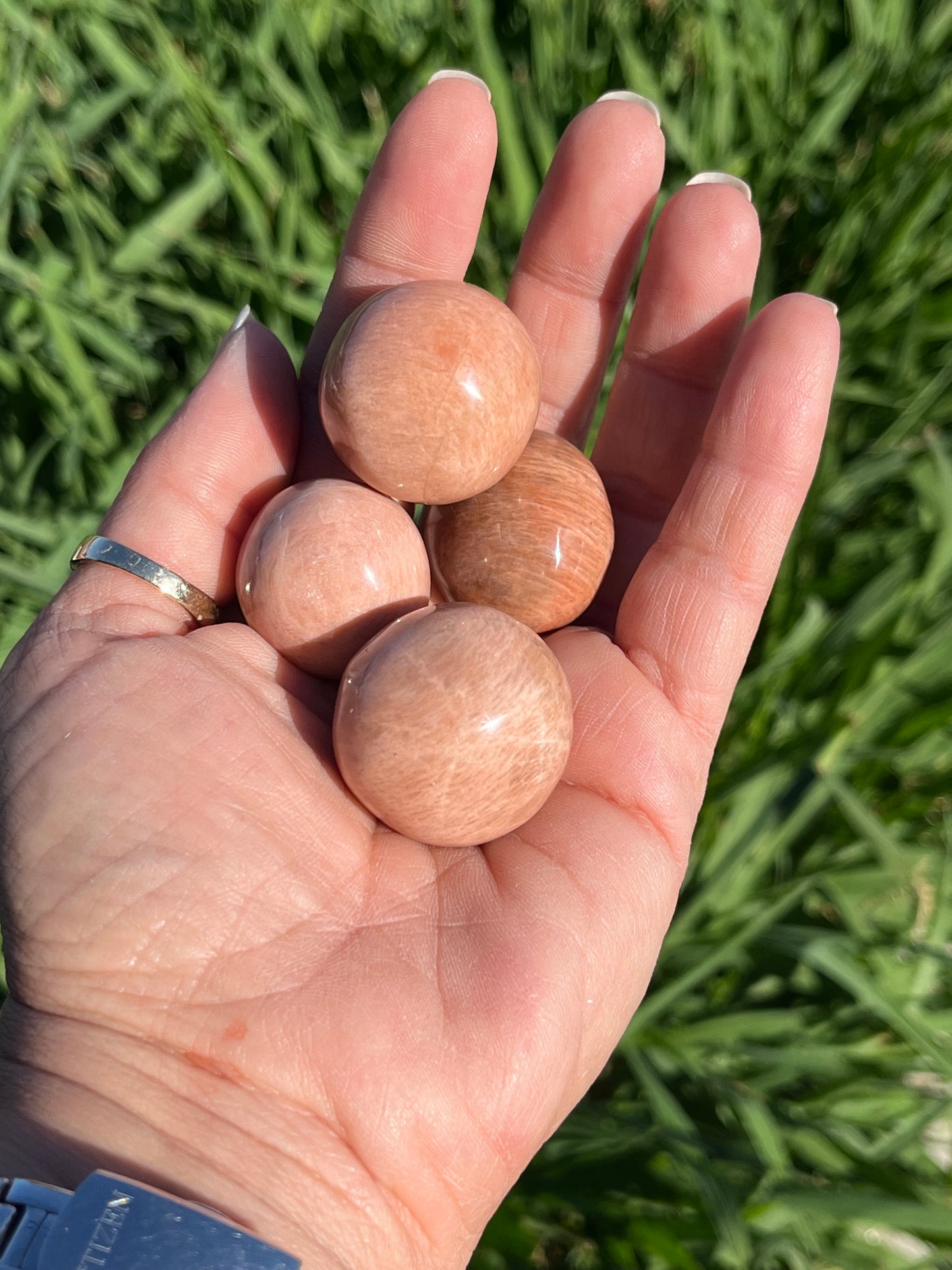 Peach Moonstone Tumbled Mini Spheres