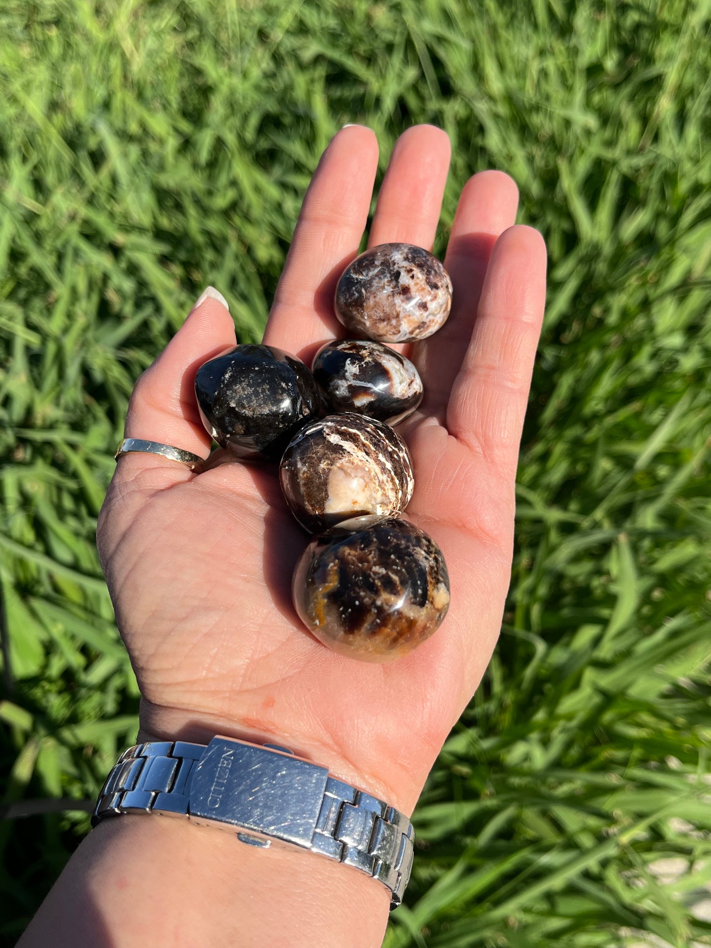 Black Opal Tumbled Mini Spheres