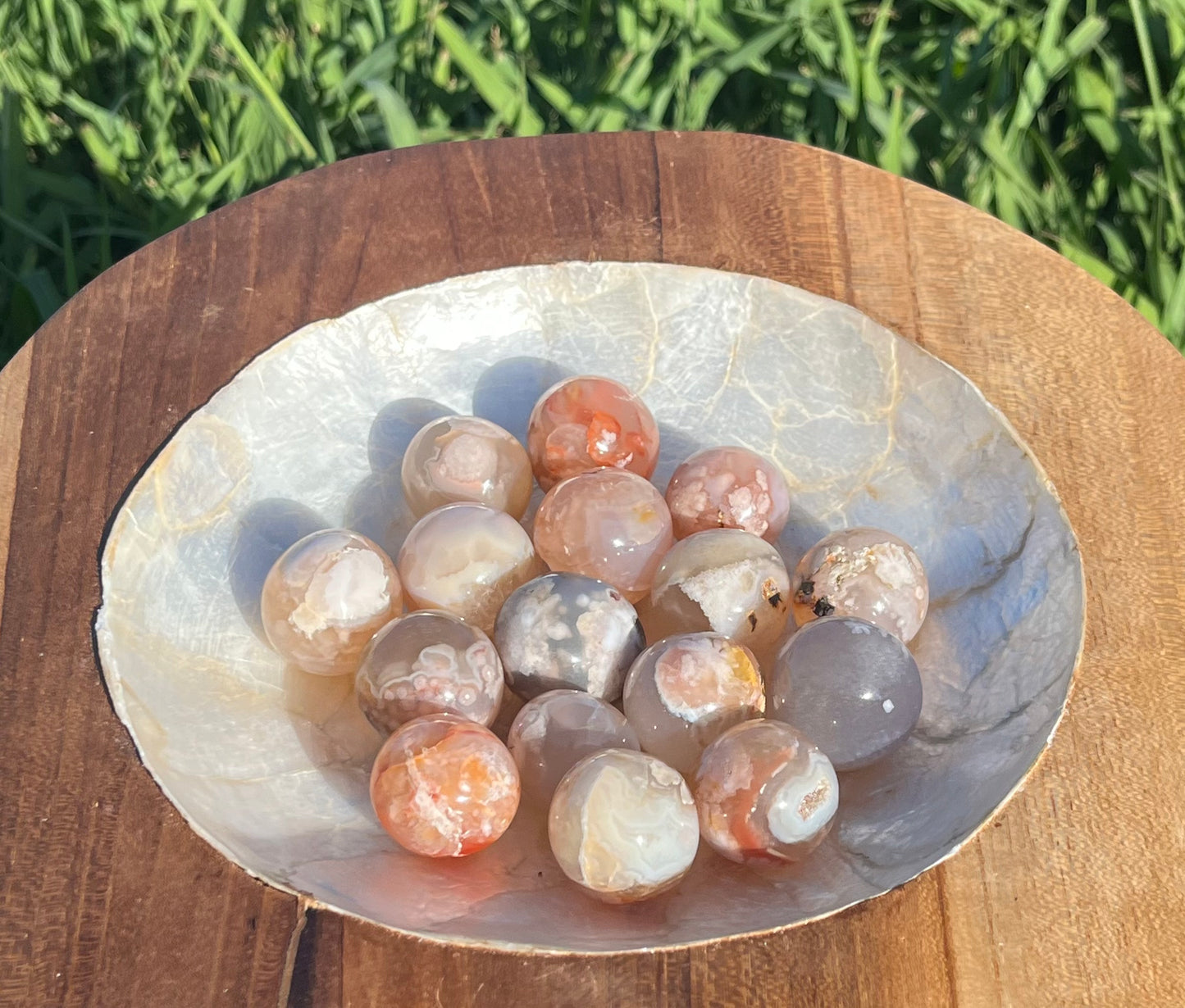 Flower Agate Tumbled Mini Spheres