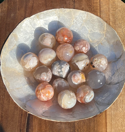 Flower Agate Tumbled Mini Spheres