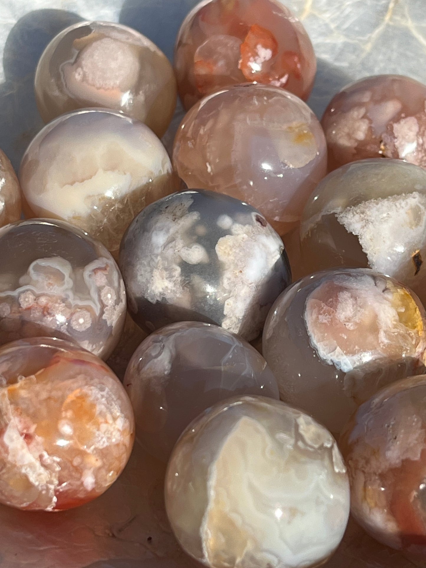 Flower Agate Tumbled Mini Spheres