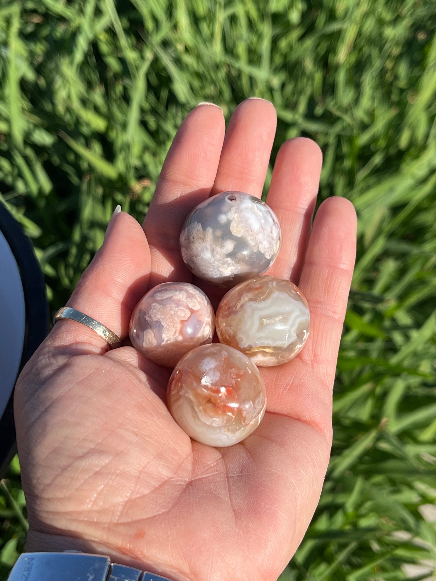 Flower Agate Tumbled Mini Spheres