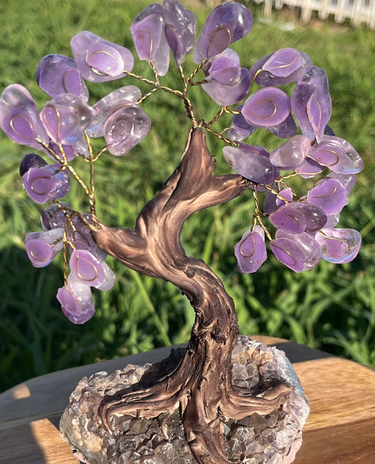 Bonsai Amethyst Trees on Amethyst Base