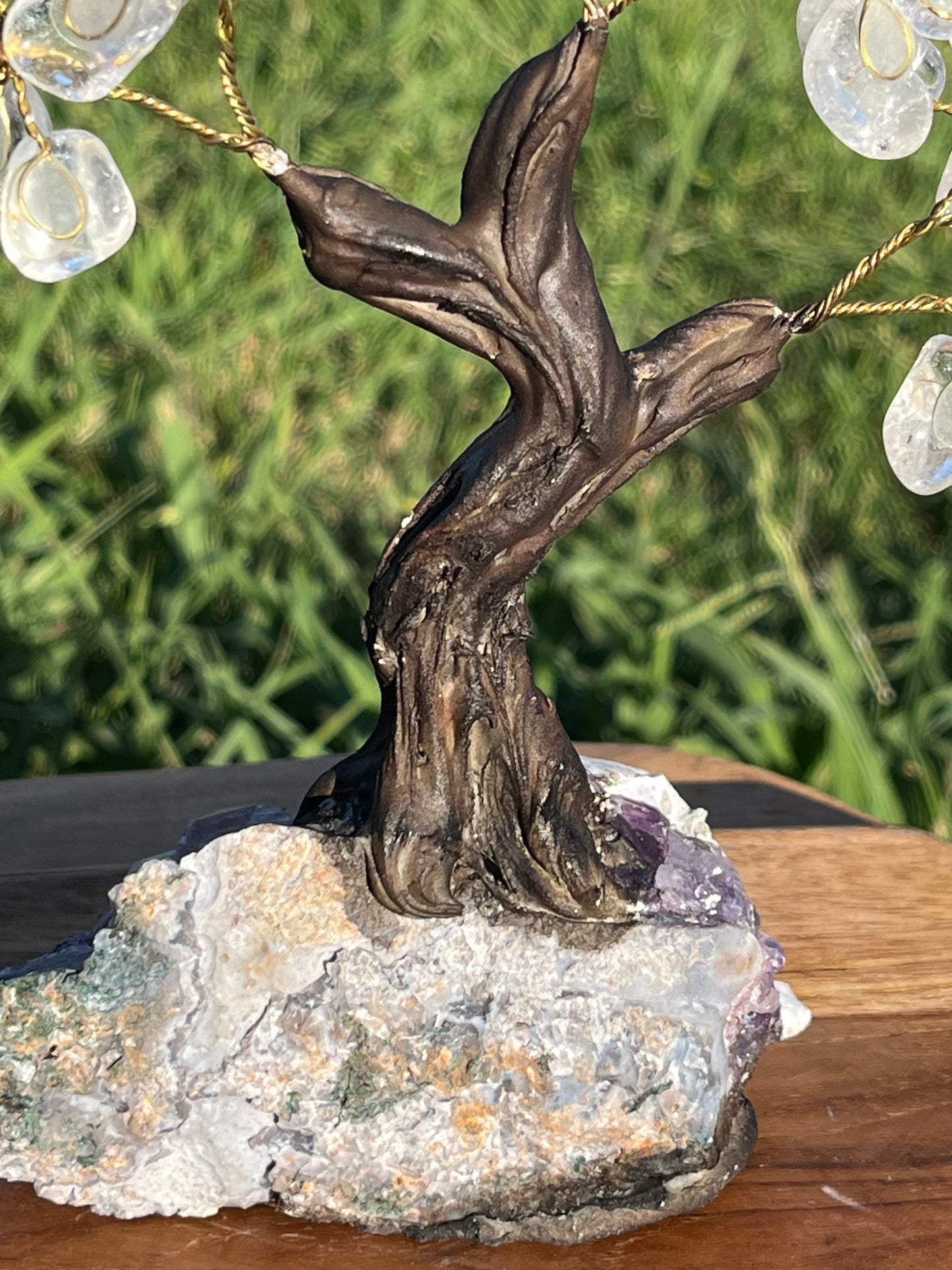 Bonsai Clear Quartz Trees on Amethyst Base