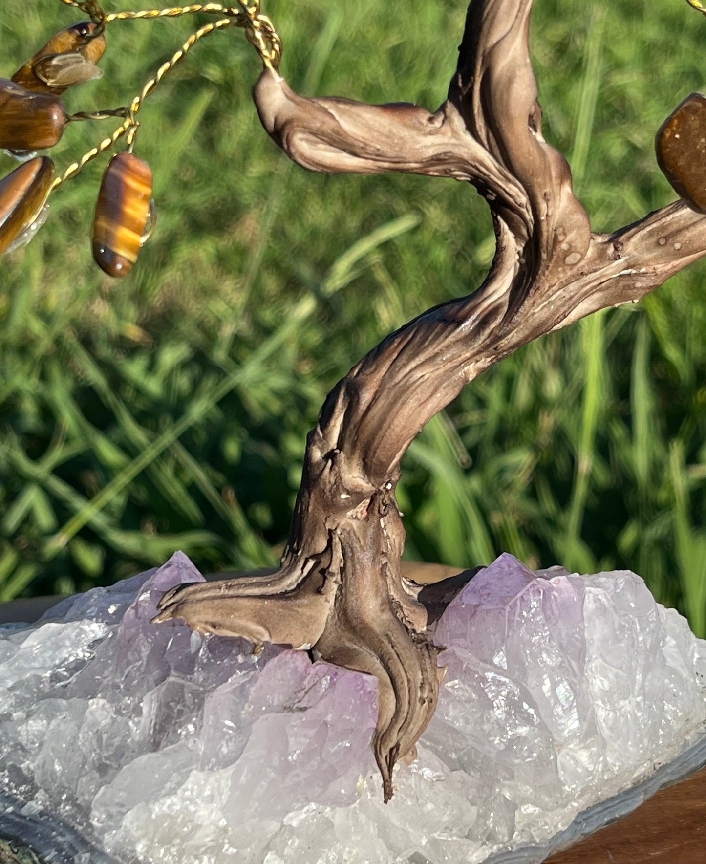 Bonsai Tigers Eye Trees on Amethyst base