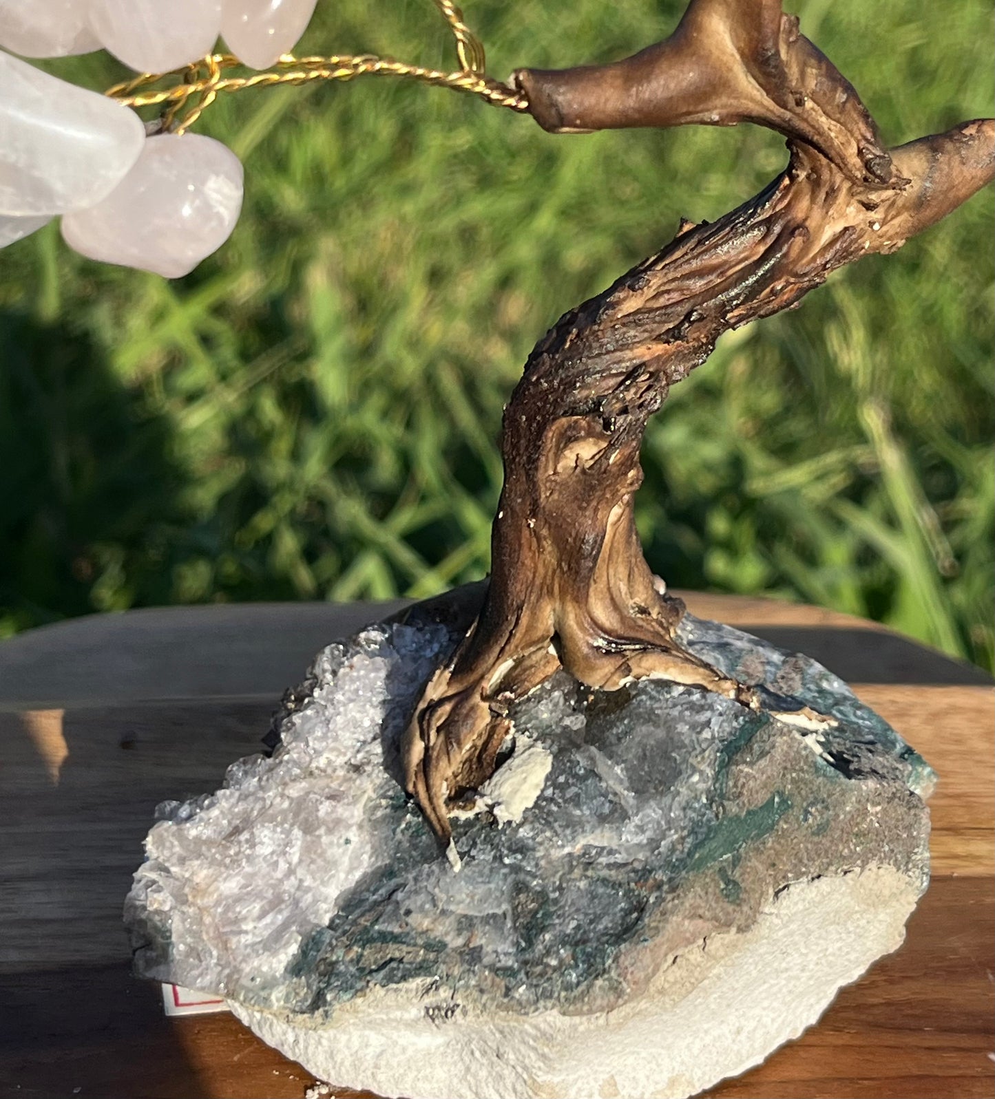 Bonsai Rose Quartz Trees on Amethyst base