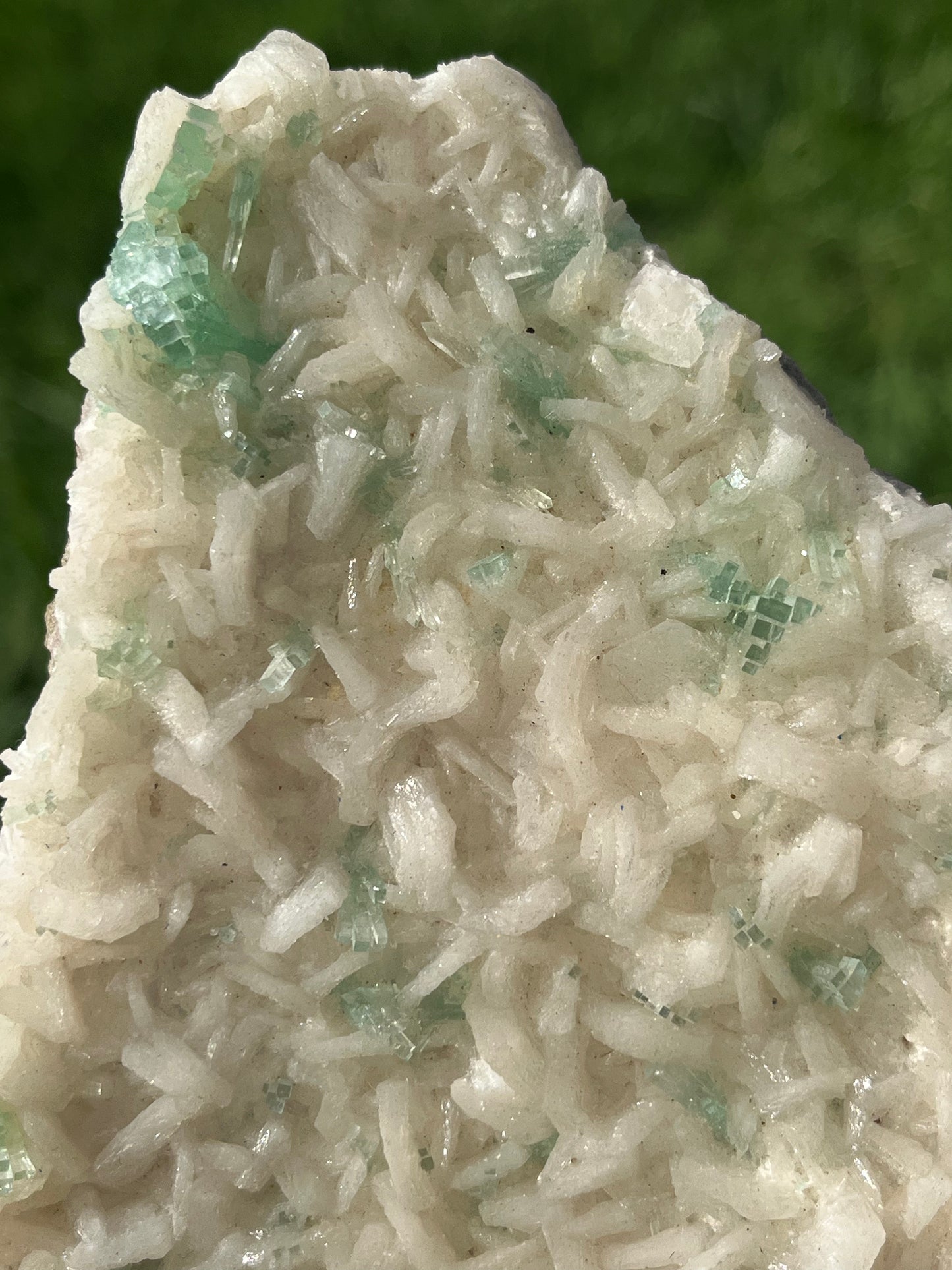 Green Apophyllite on Stilbite