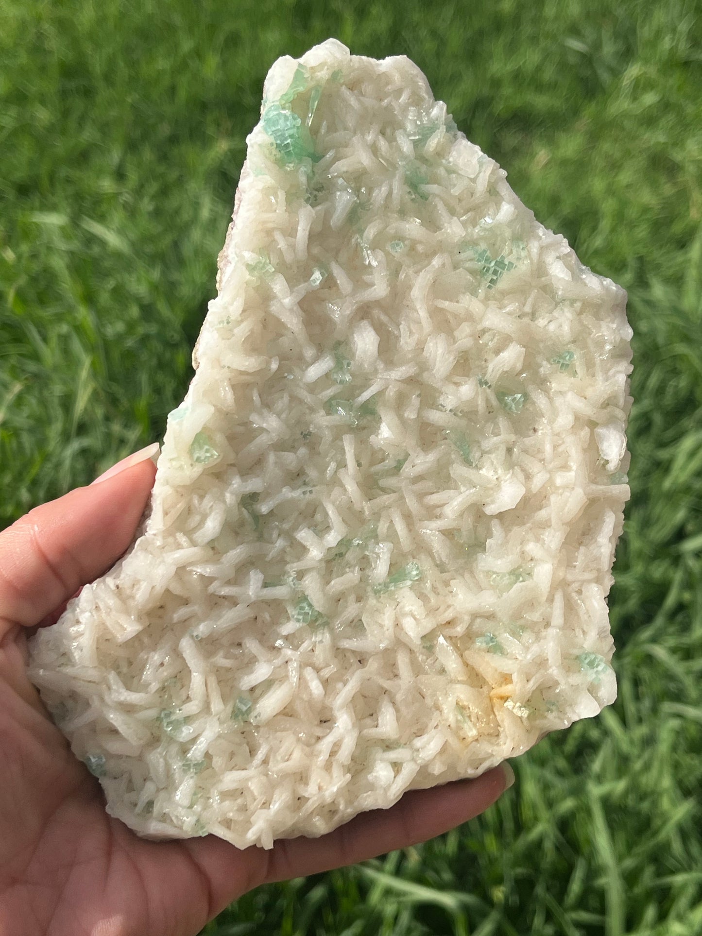 Green Apophyllite on Stilbite