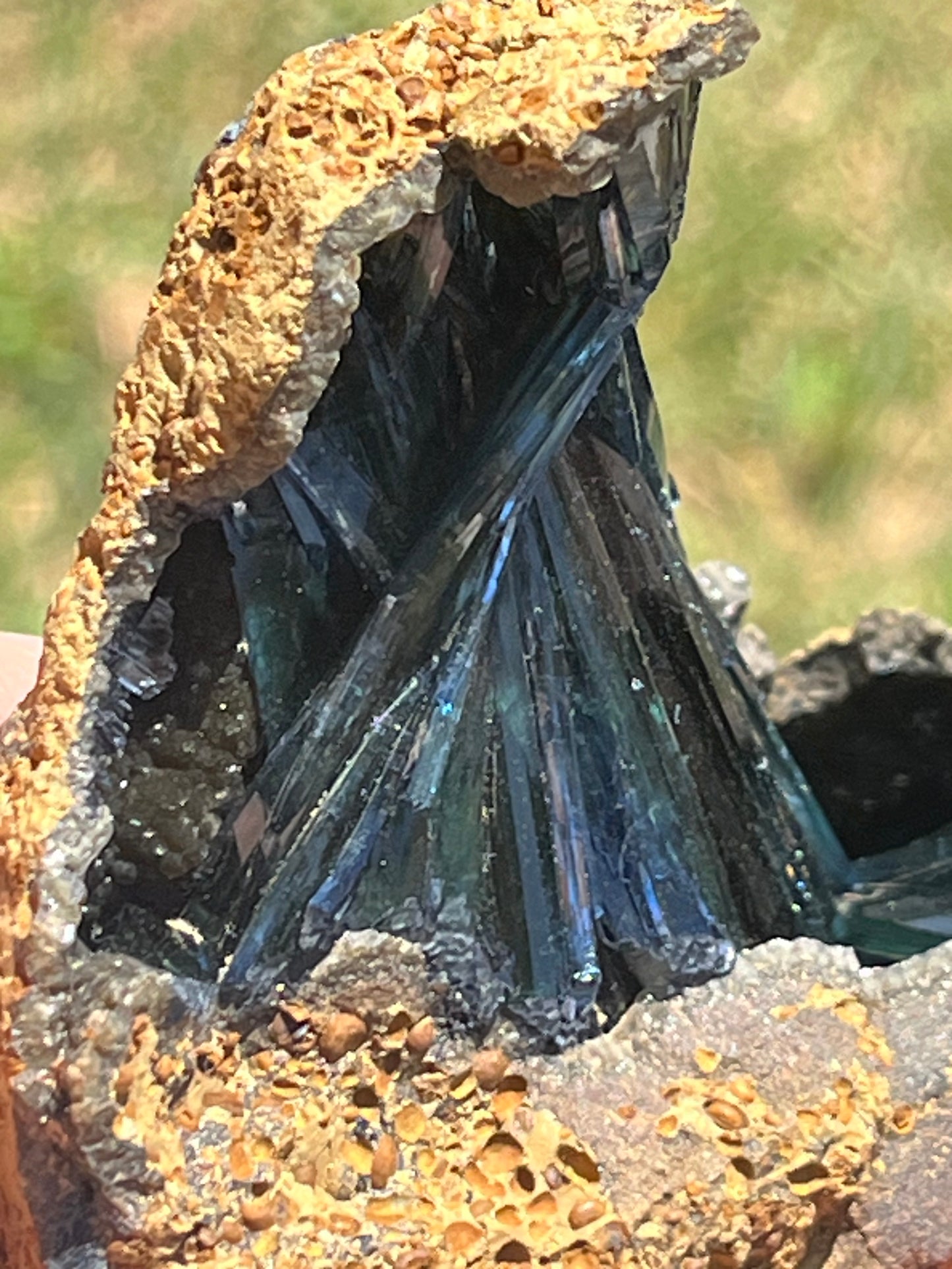 Vivianite Cluster in Matrix