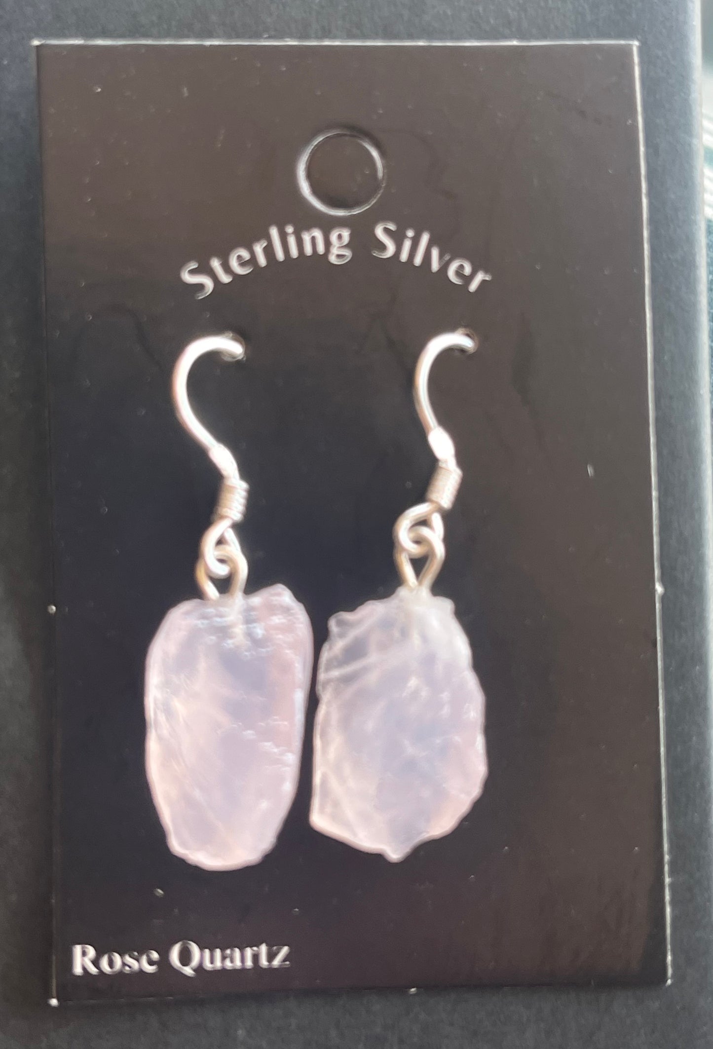 Rough Rose Quartz Dangling Earrings