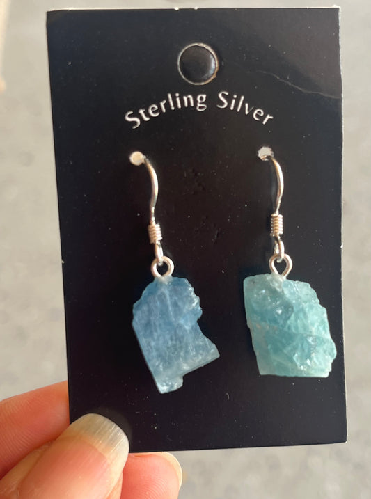 Rough Aquamarine Dangling Earrings