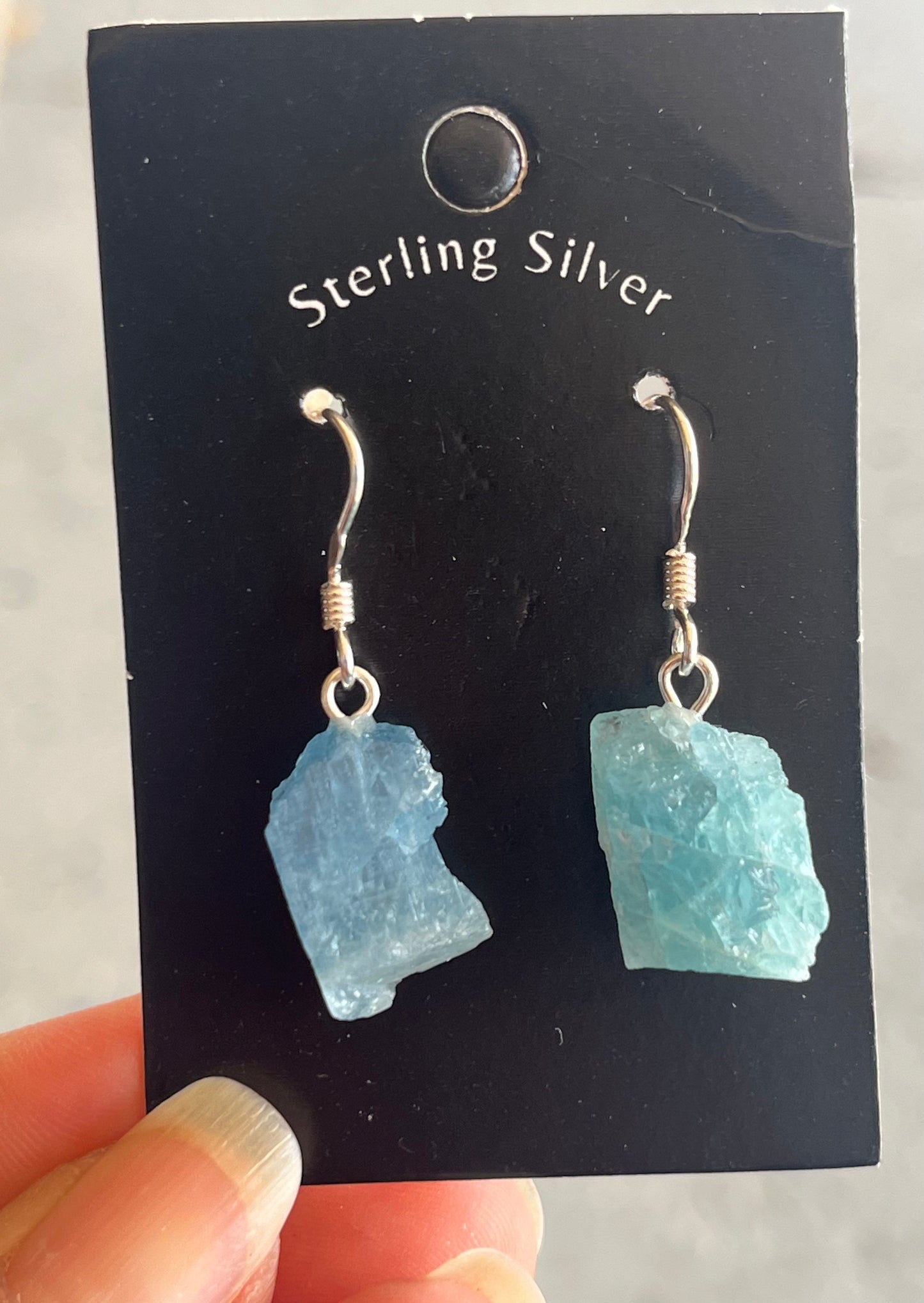 Rough Aquamarine Dangling Earrings