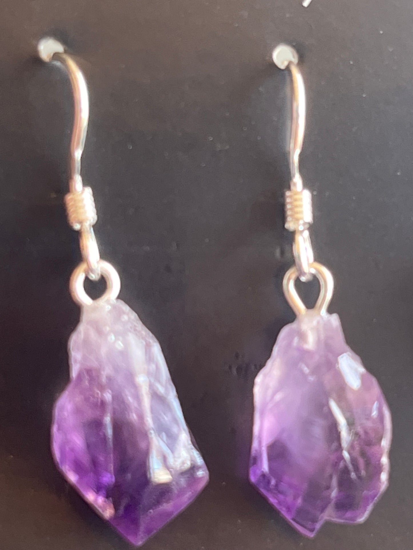 Rough Amethyst Dangling Earrings