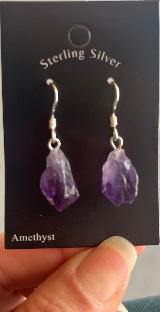 Rough Amethyst Dangling Earrings