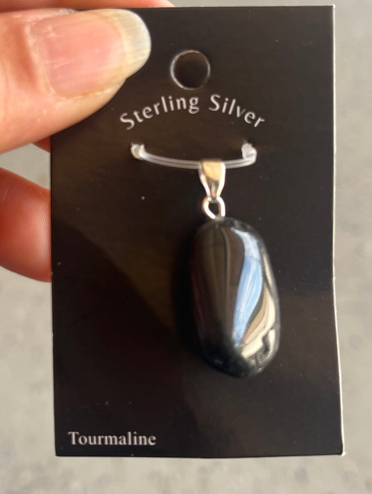 Polished Black Tourmaline Pendant