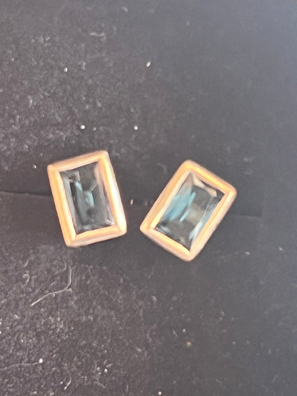 London Blue Topaz Square Stud Earrings