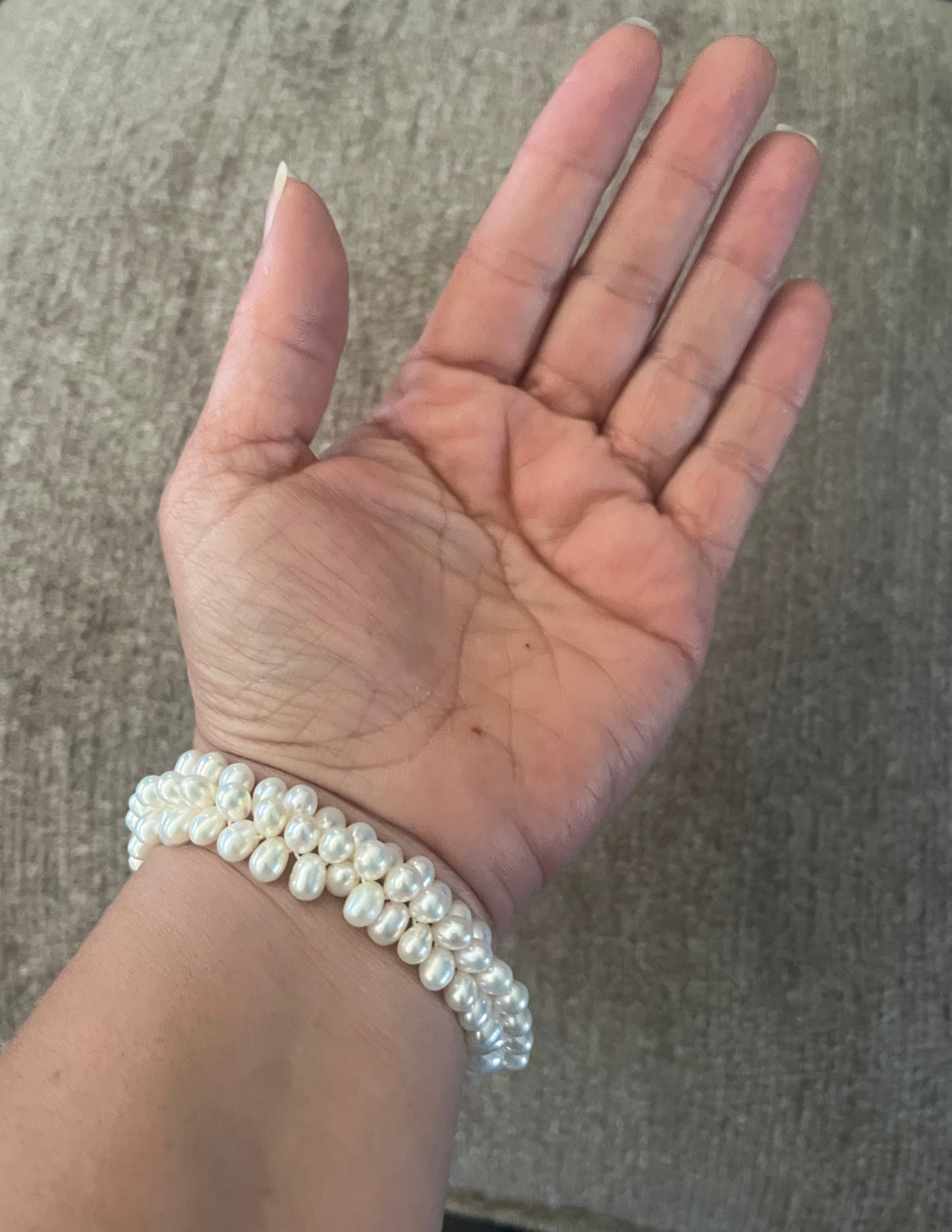 Triple-Strand Baroque Pearl Stretch Bracelet