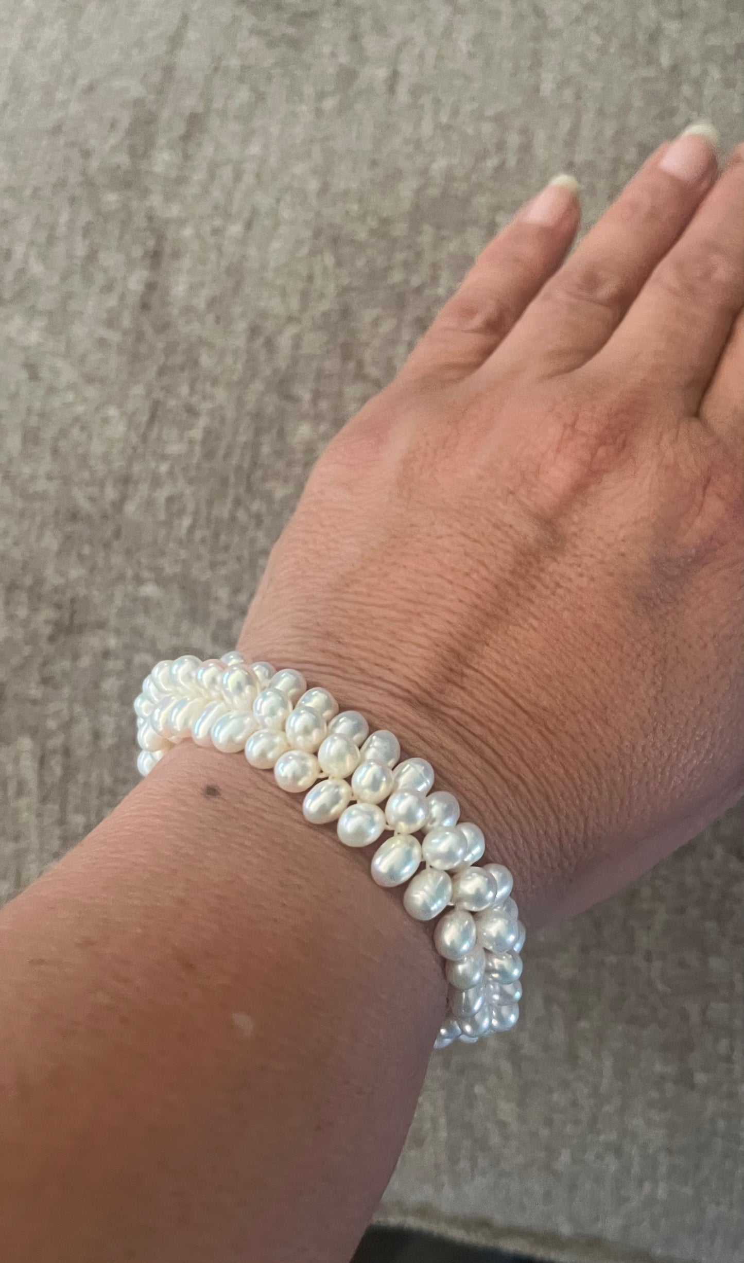 Triple-Strand Baroque Pearl Stretch Bracelet