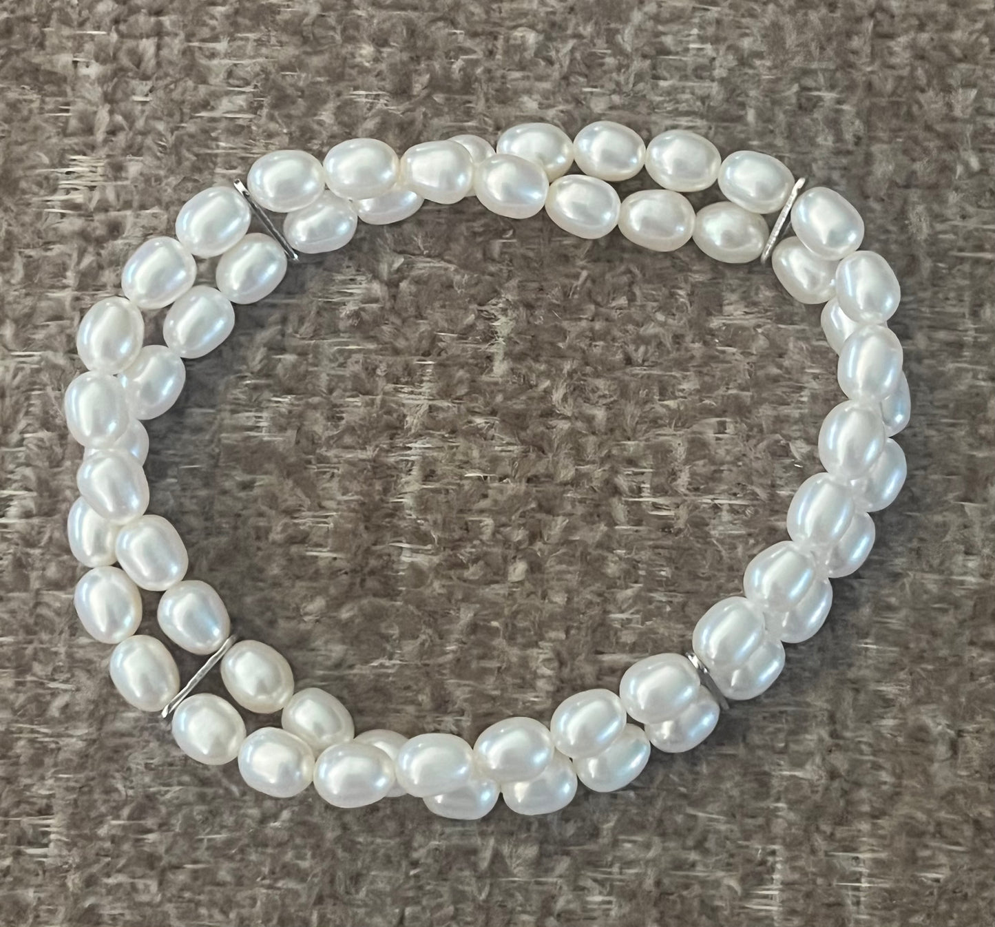 Double-Strand Freshwater Baroque Pearl Stretch Bracelet