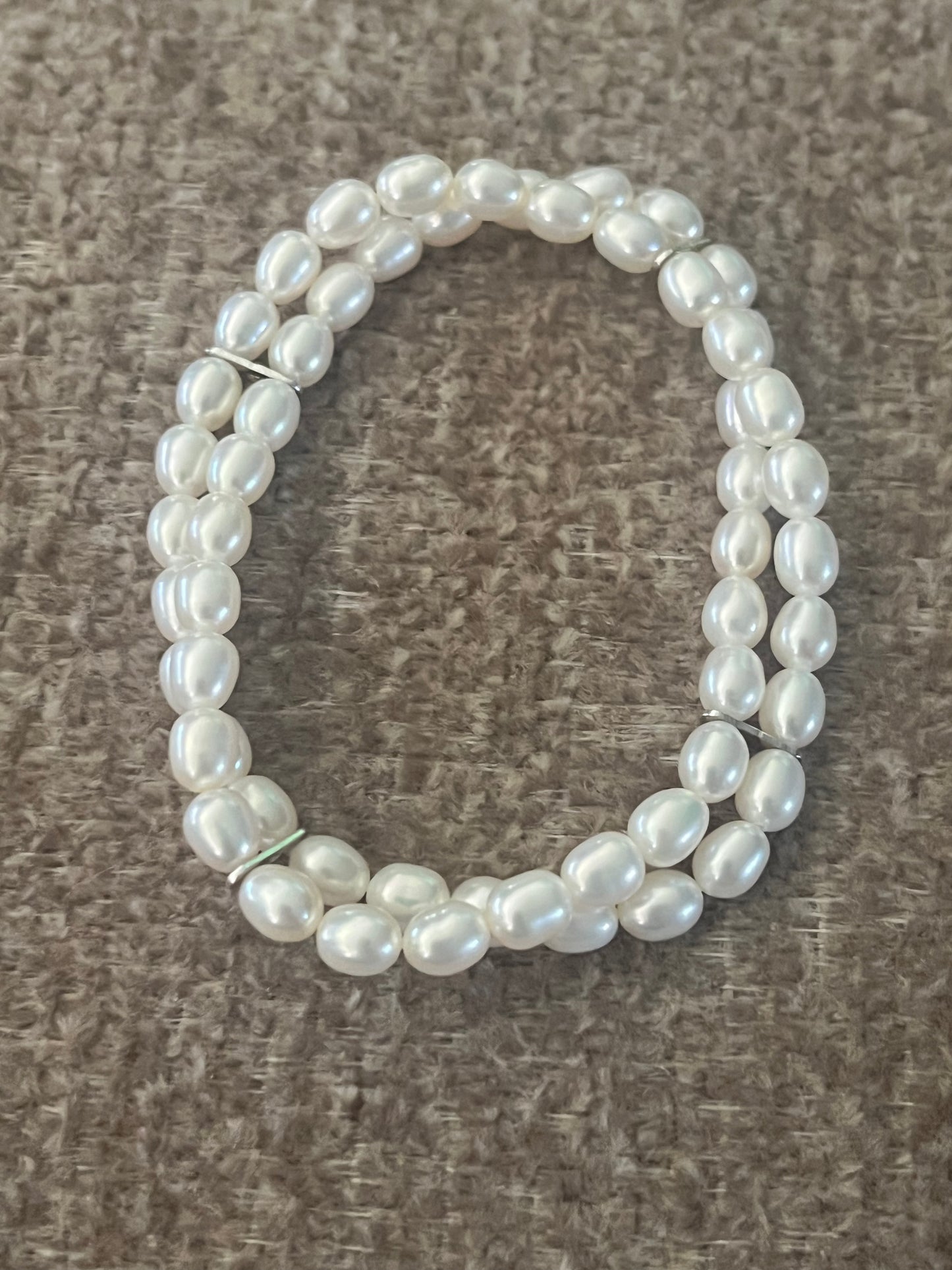 Double-Strand Freshwater Baroque Pearl Stretch Bracelet