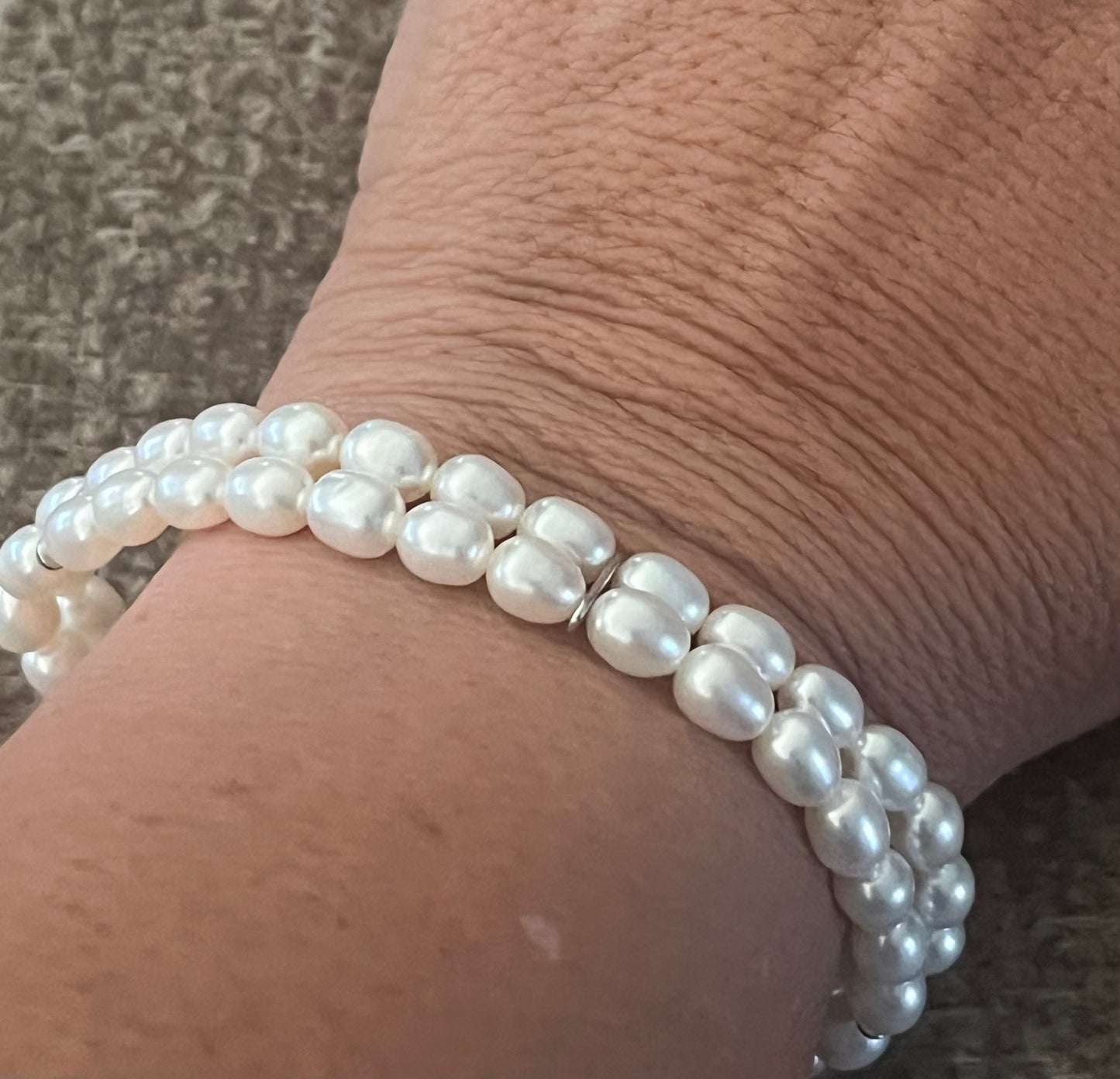 Double-Strand Freshwater Baroque Pearl Stretch Bracelet