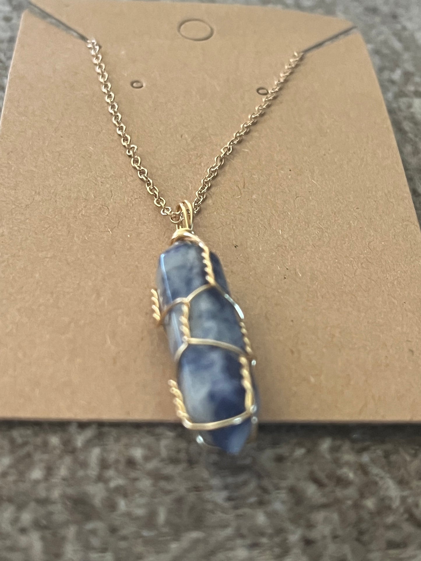 Sodalite Copperwire Pendant and Chain