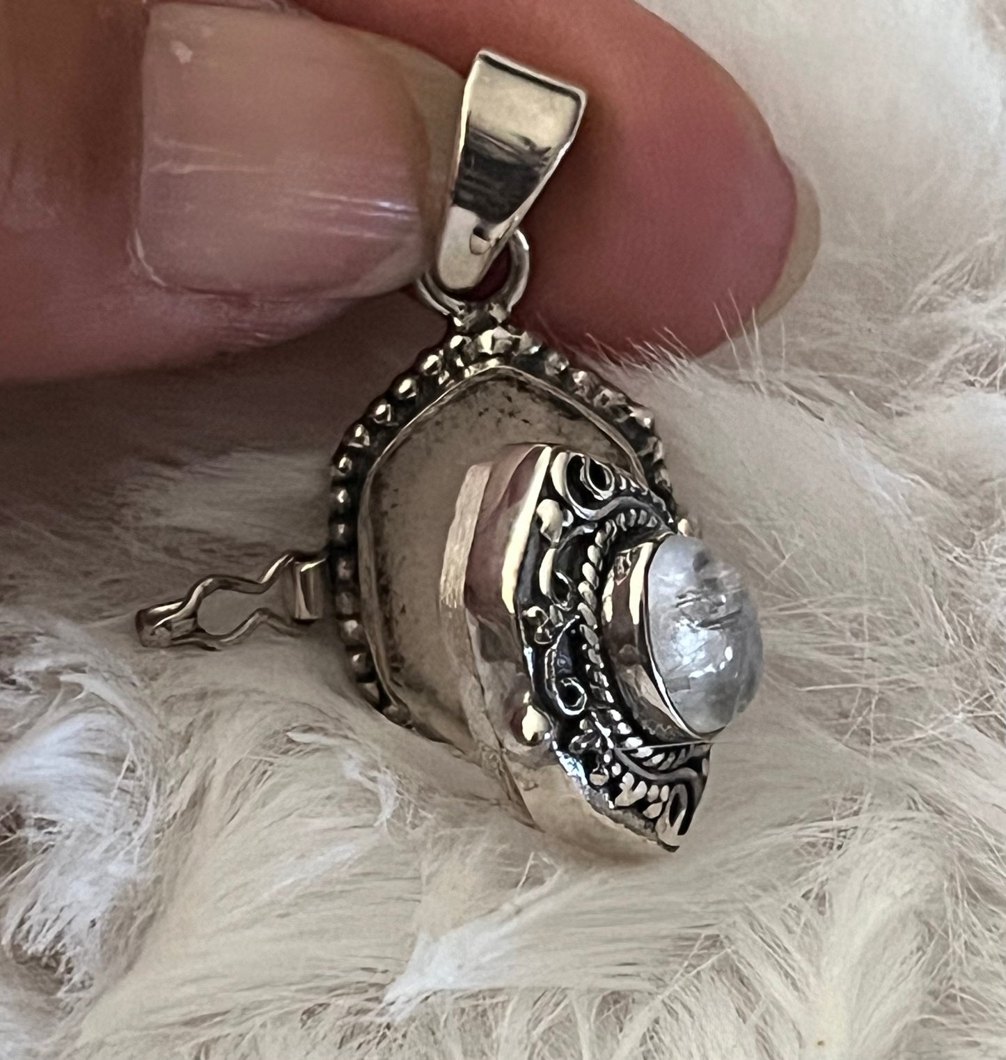 Rainbow Moonstone Poison Locket