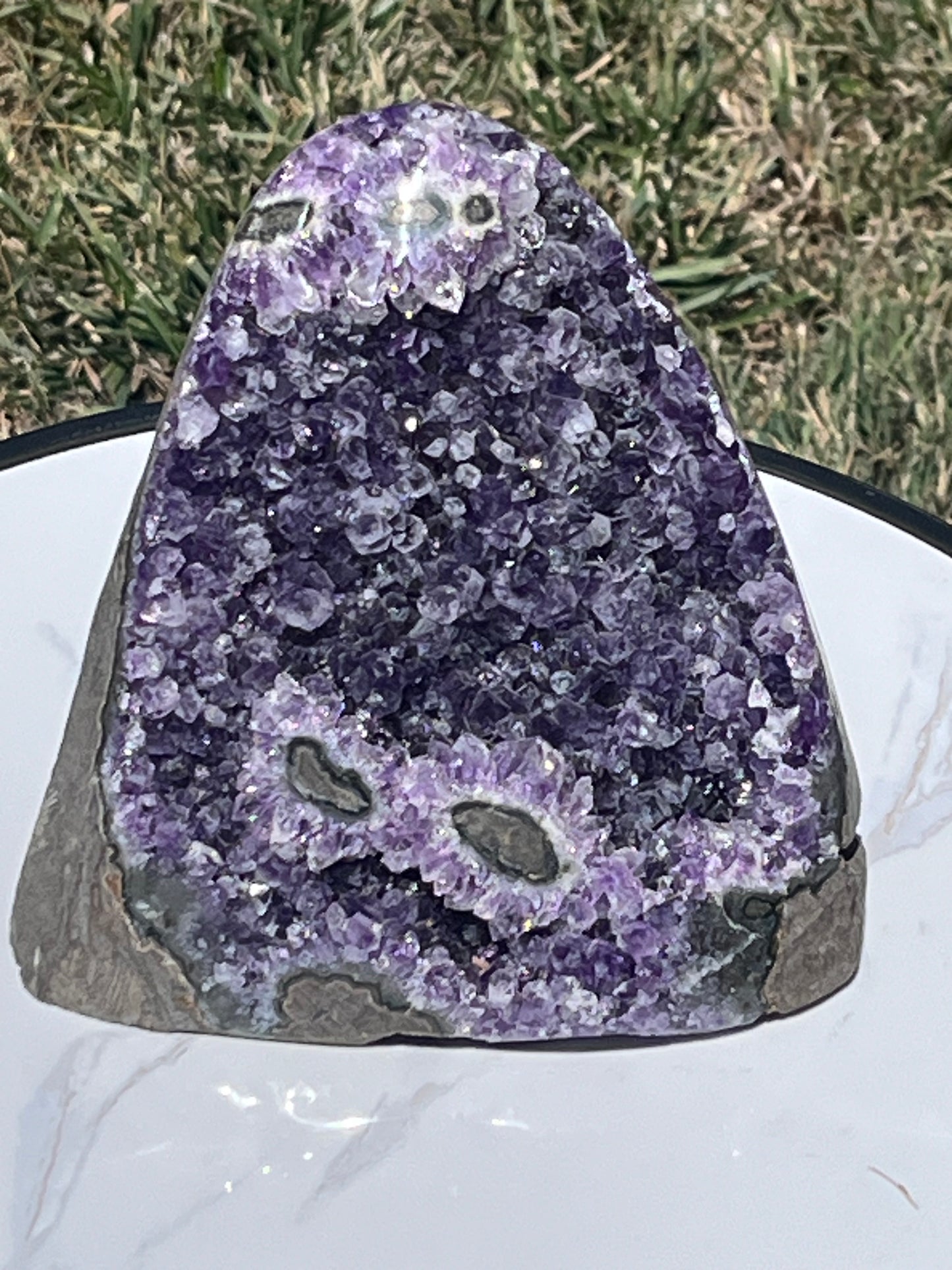 Amethyst cut base with Stalactite from Uruguay