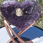 Amethyst Heart with Calcite on stand