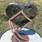 Amethyst Heart with Calcite on stand