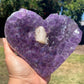 Amethyst Heart with Calcite on stand