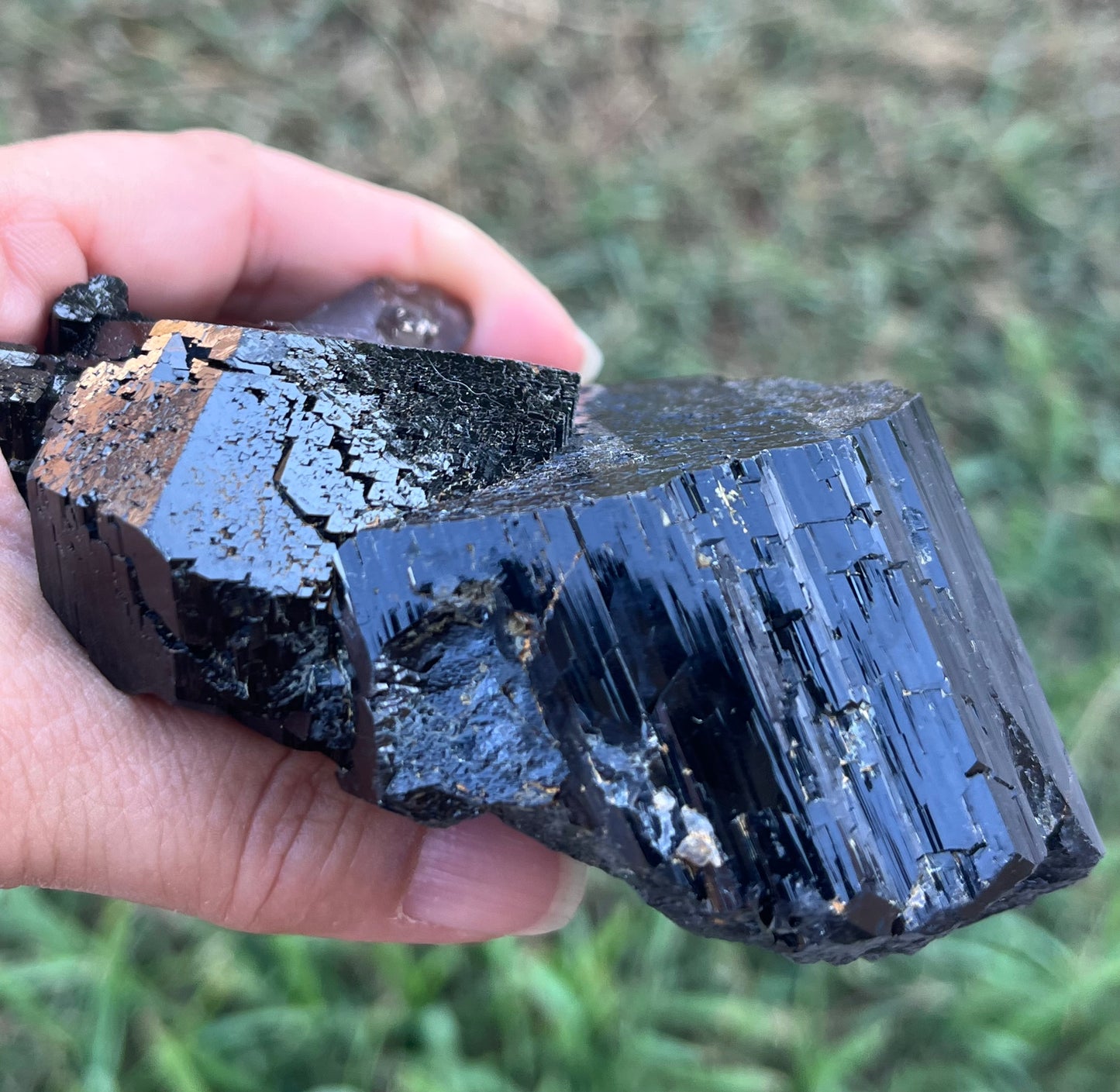 Black Tourmaline w/Smoky Quartz & Hyalite Opal Raw