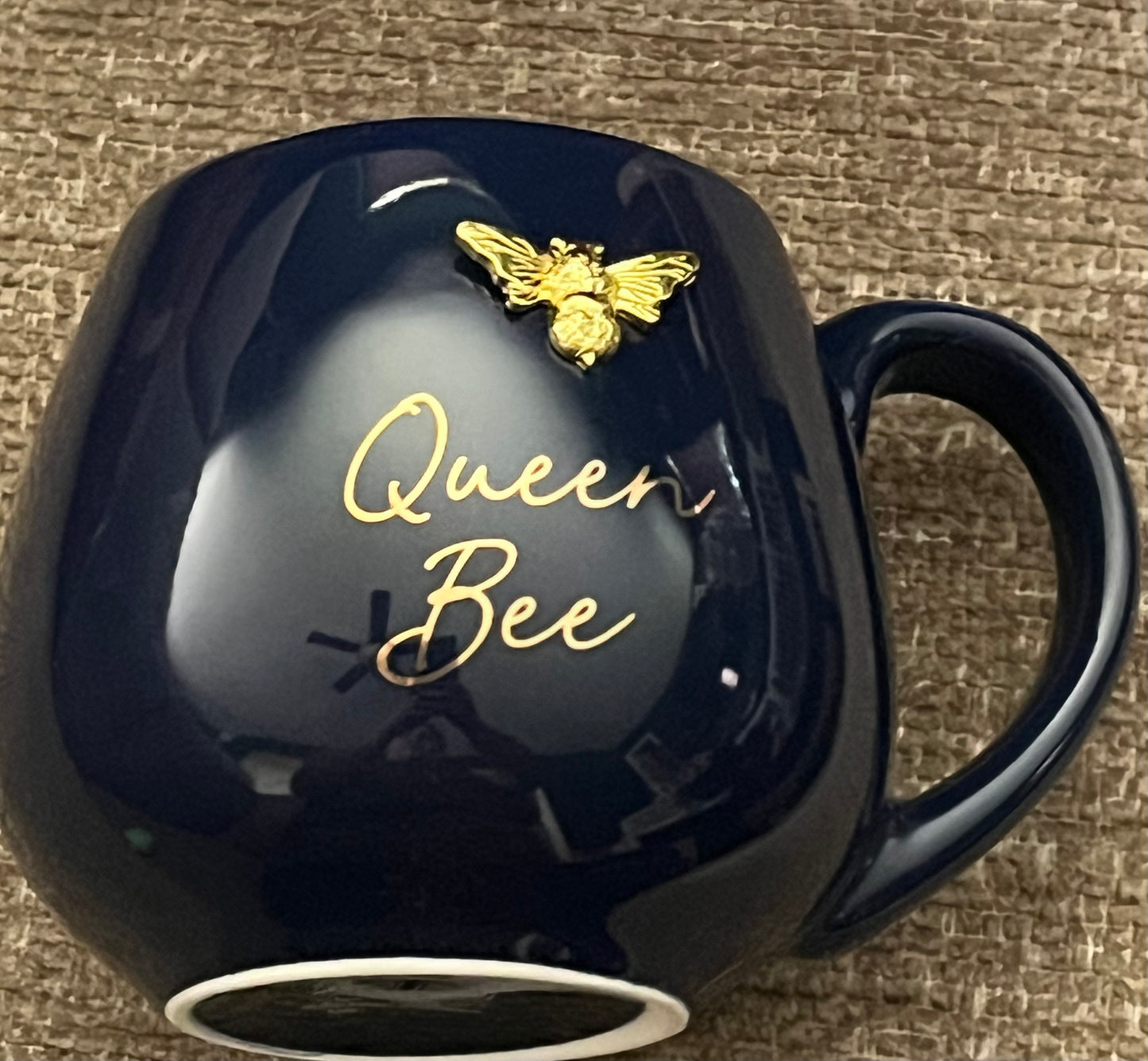 Queen Bee Navy Rounded Mug