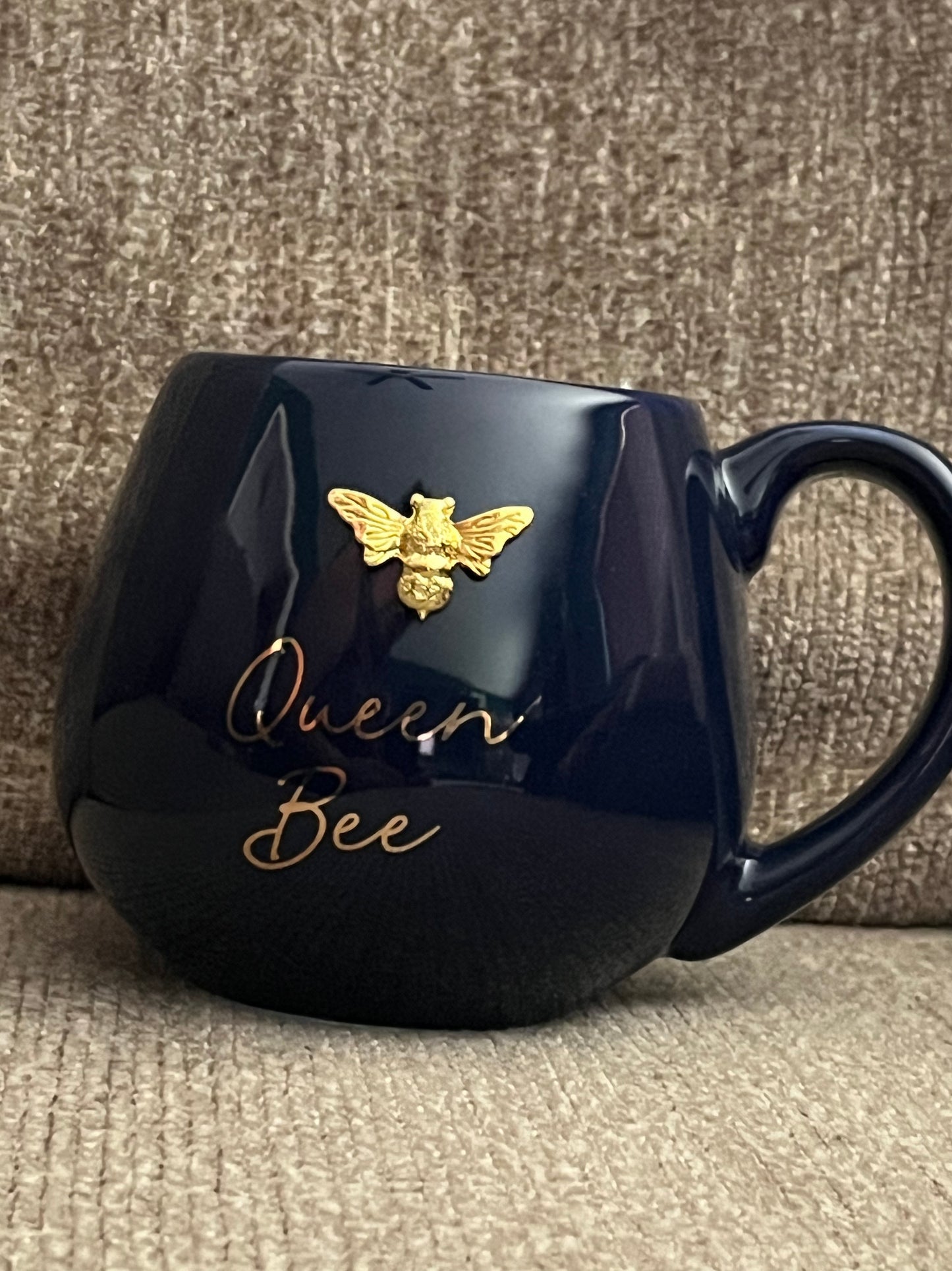 Queen Bee Navy Rounded Mug