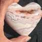 Pink Lace Agate Heart w/druzy