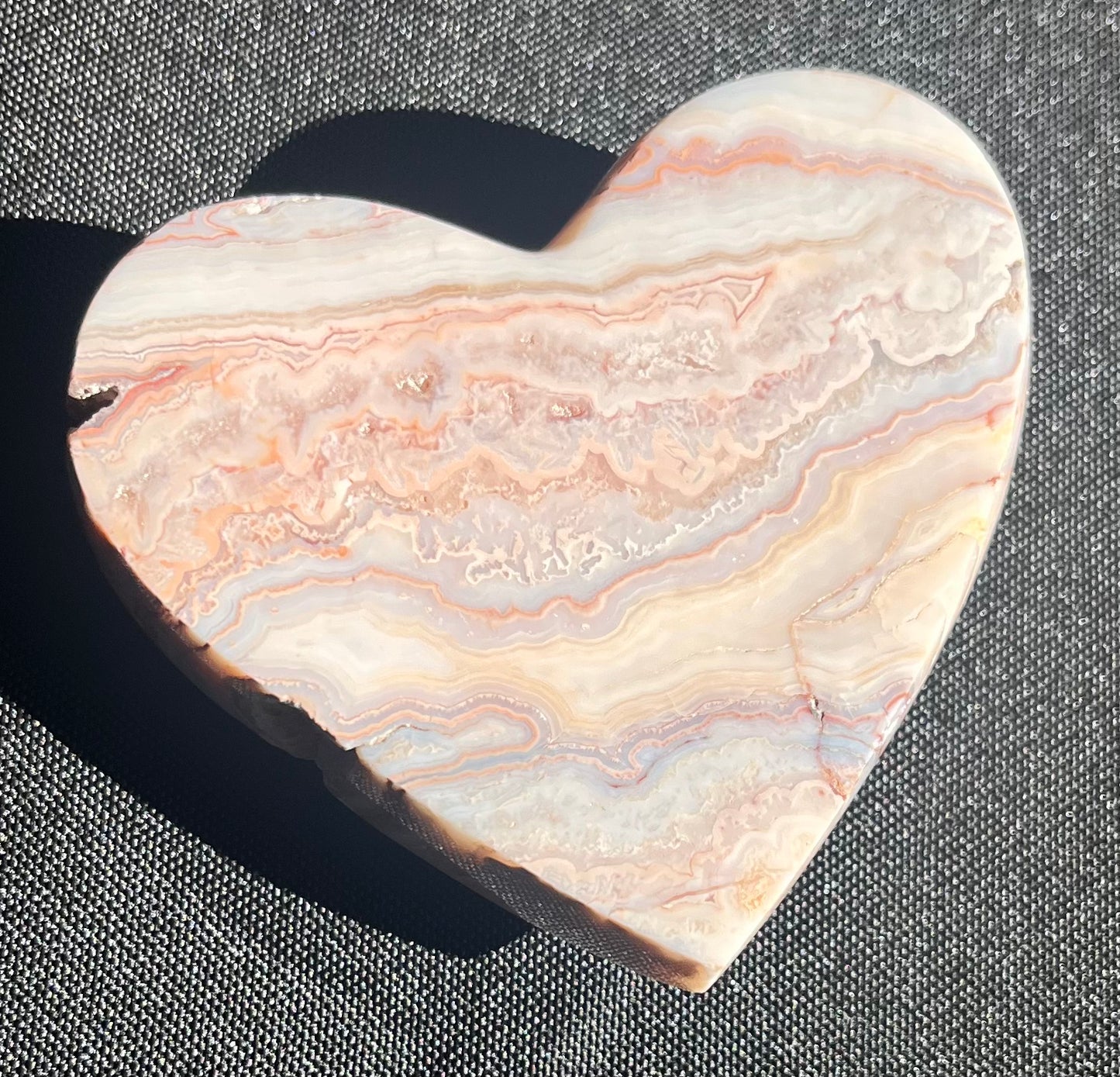 Pink Lace Agate Heart w/druzy