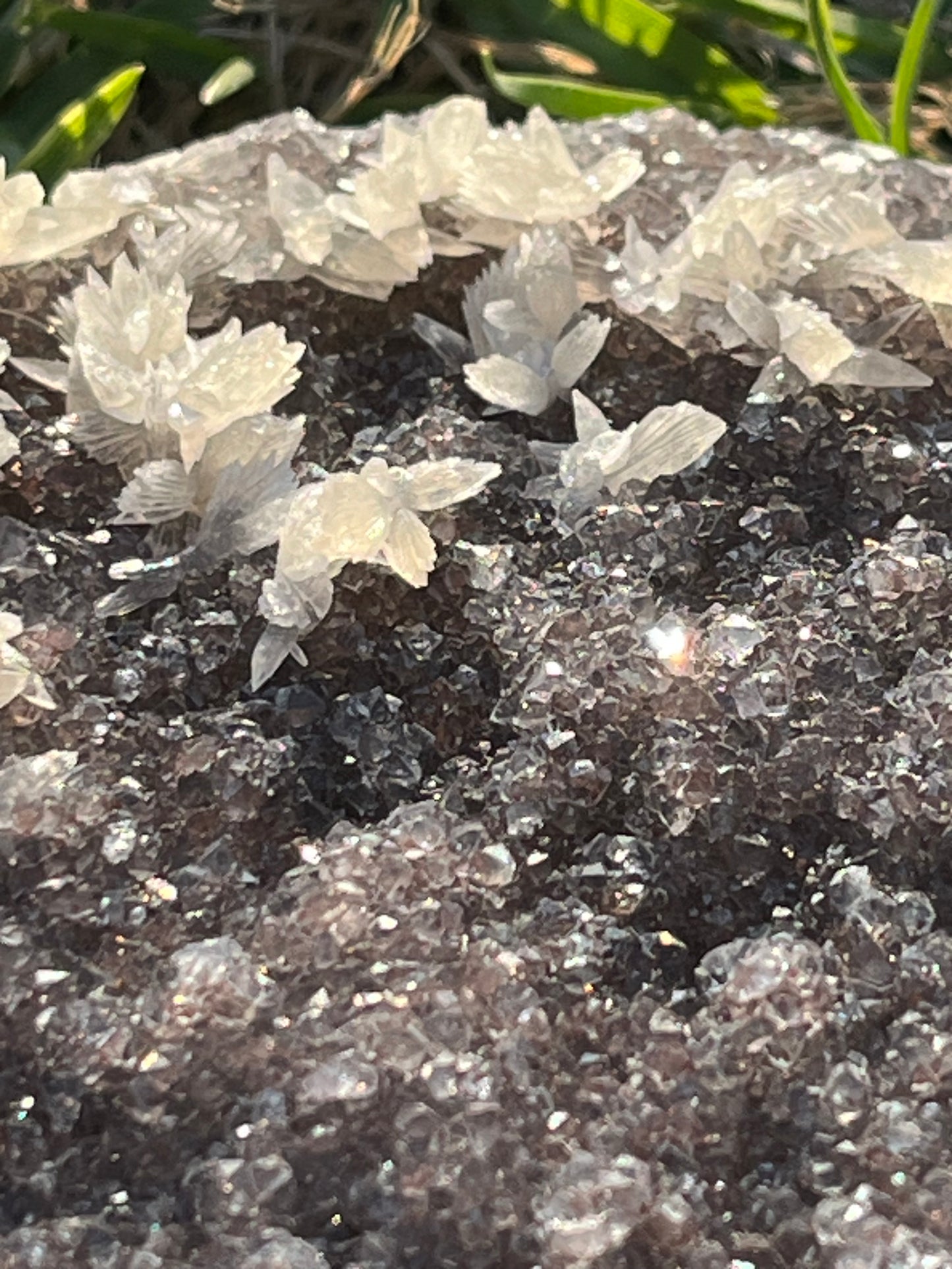 Amethyst Heart with Delicate Calcite Flowers