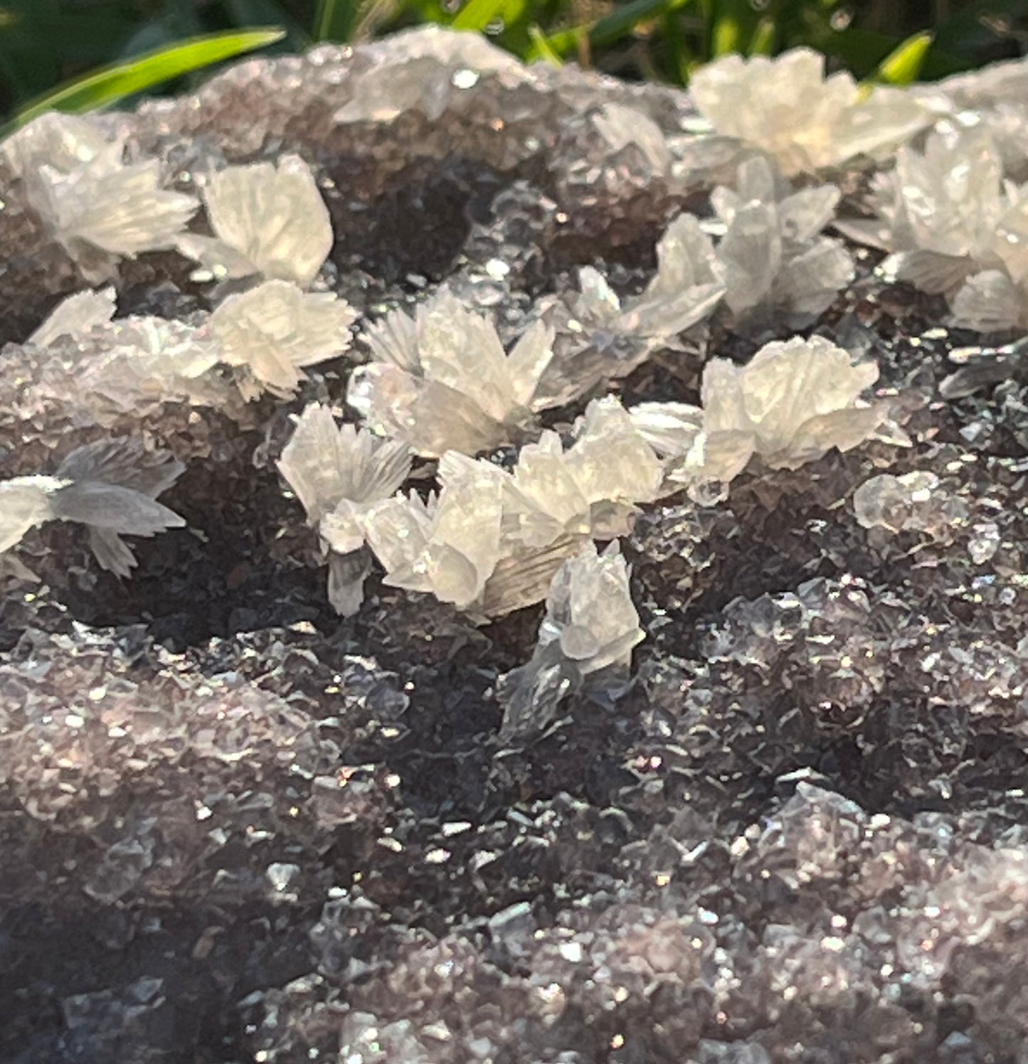 Amethyst Heart with Delicate Calcite Flowers